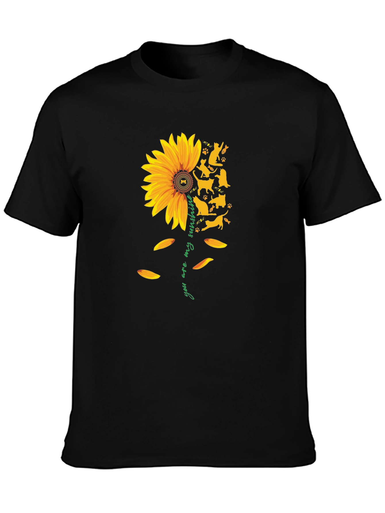 Sunflower Cat Lover Tee - You Are My Sunshine