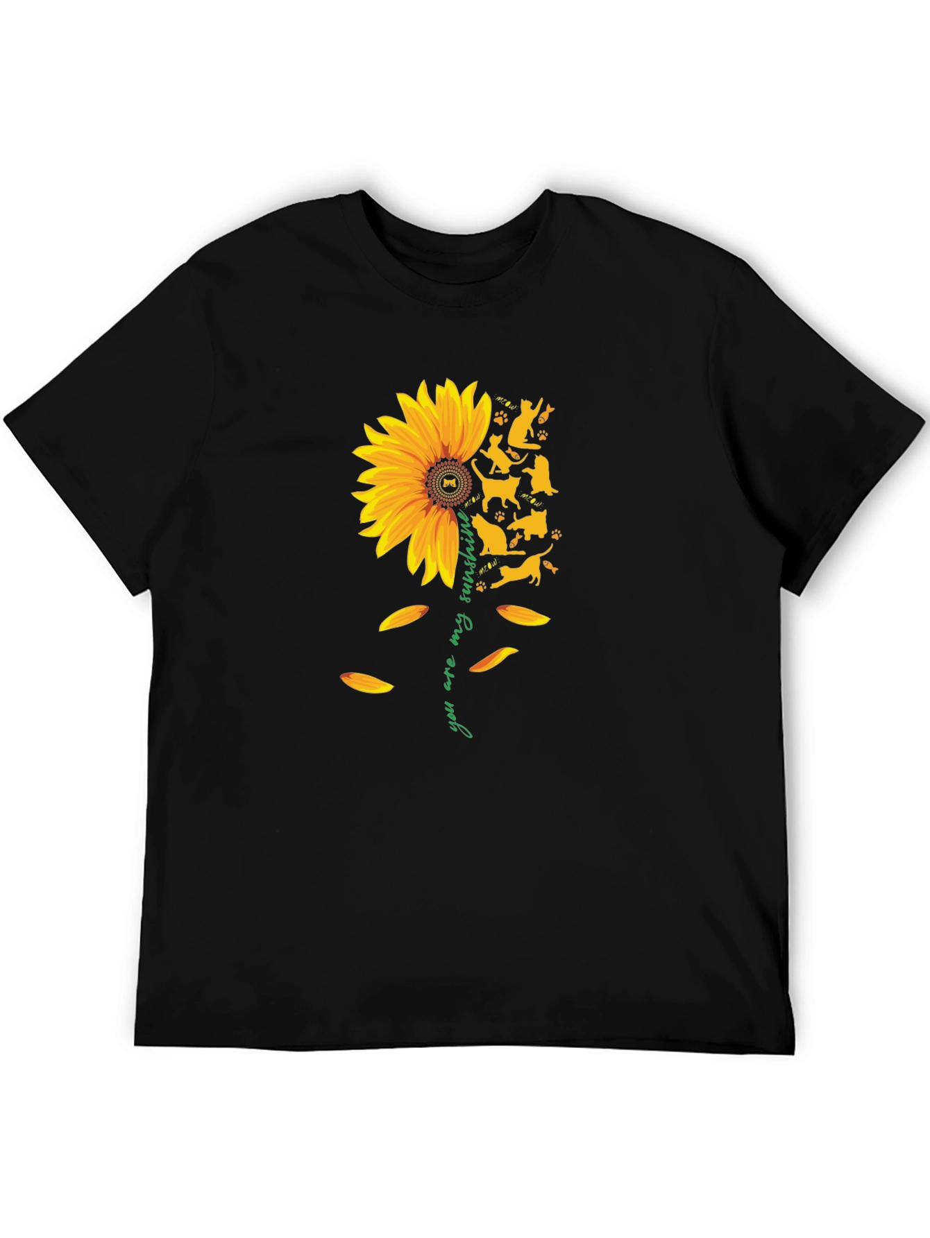 Sunflower Cat Lover Tee - You Are My Sunshine