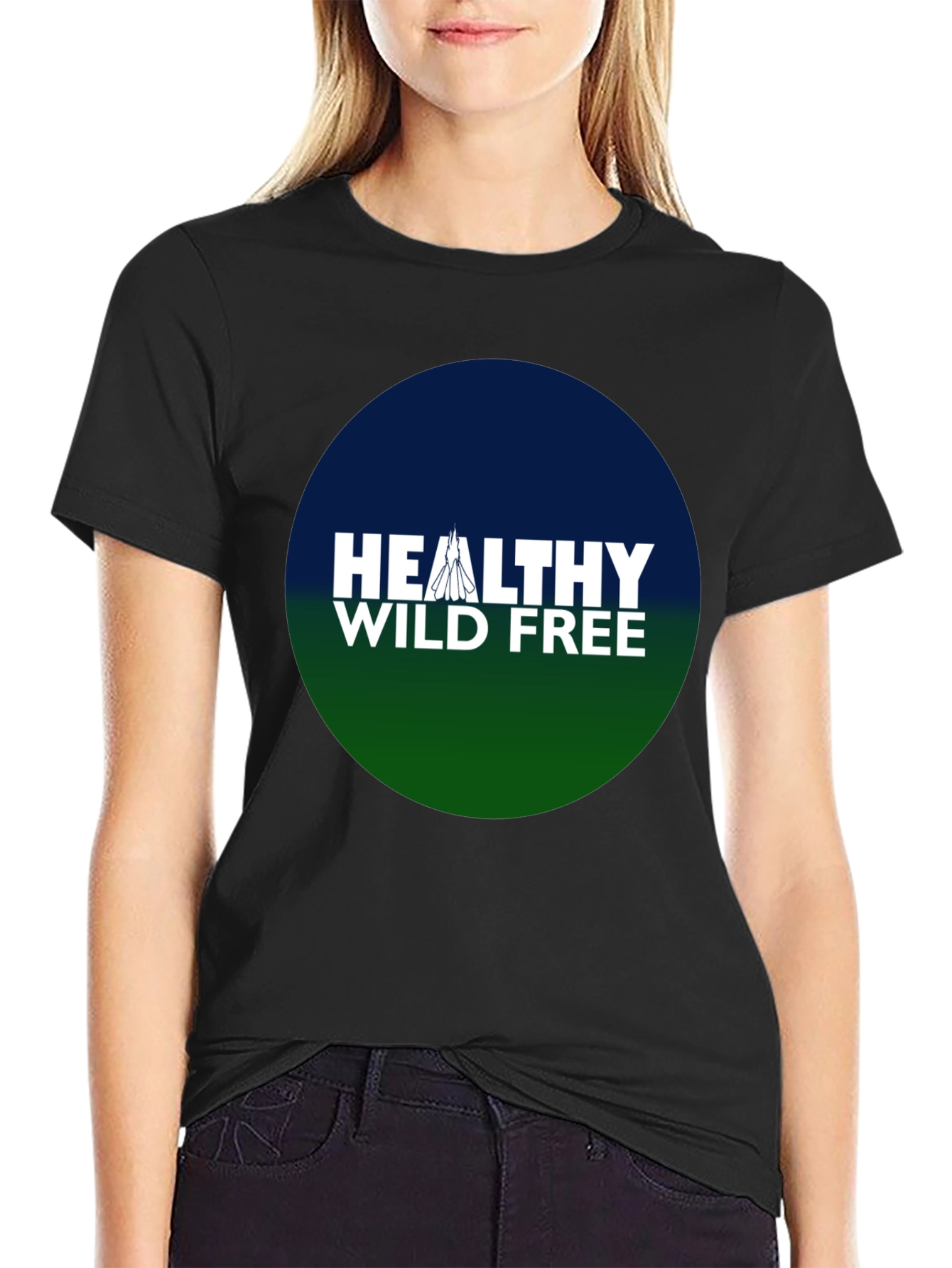 Healthy Wild Free Black Tee