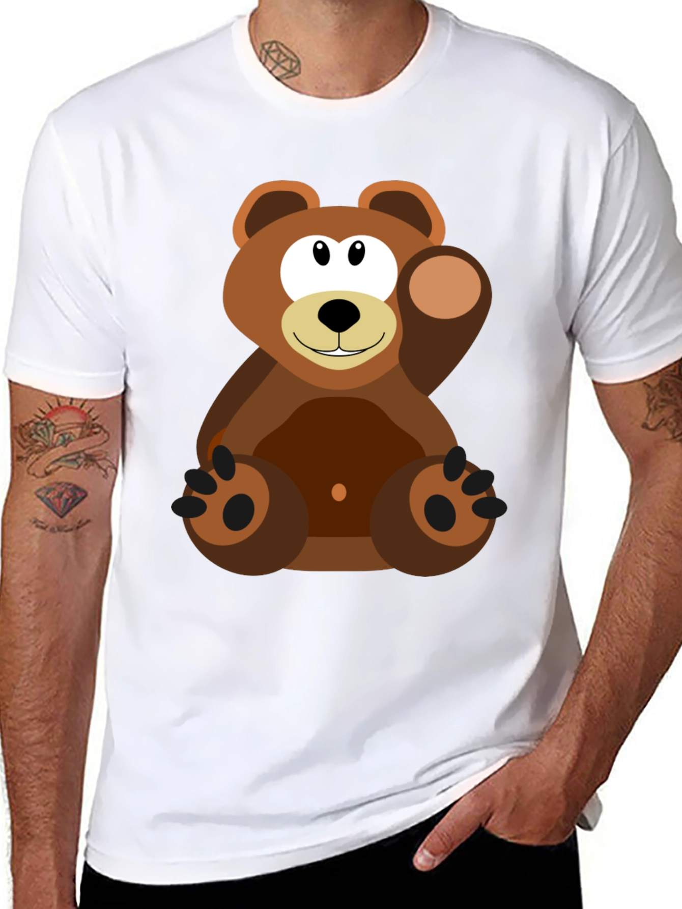 Cartoon Bear Graphic Tee - Soft Cotton Blend