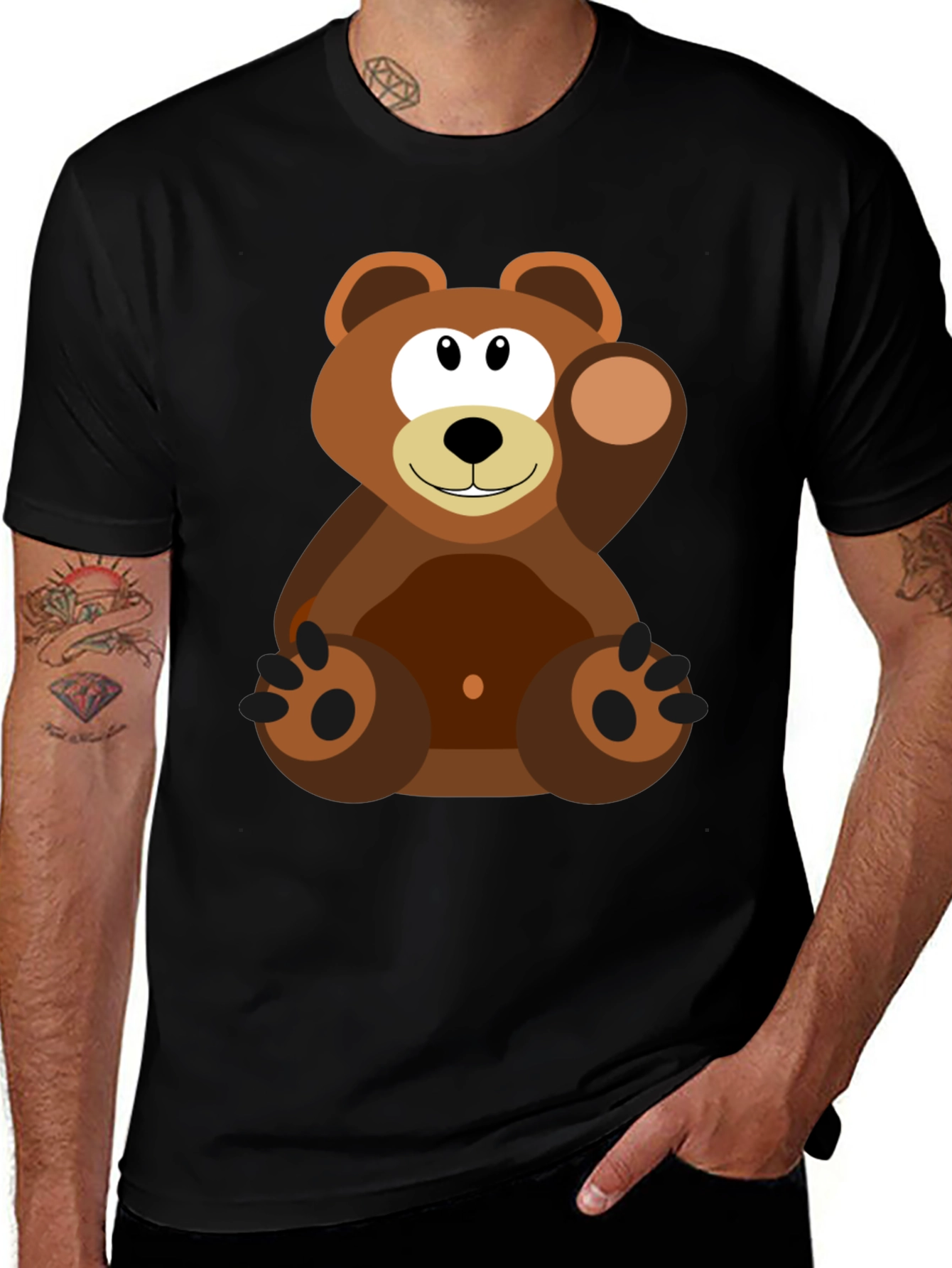 Cartoon Bear Graphic Tee - Soft Cotton Blend
