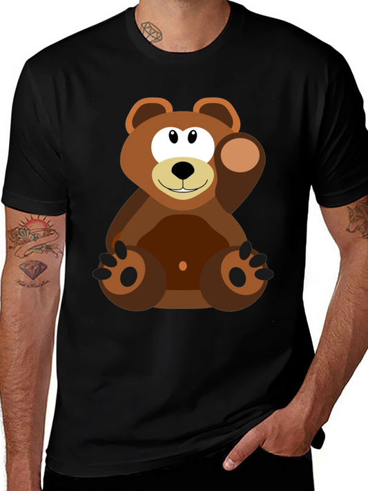 Cartoon Bear Graphic Tee - Soft Cotton Blend