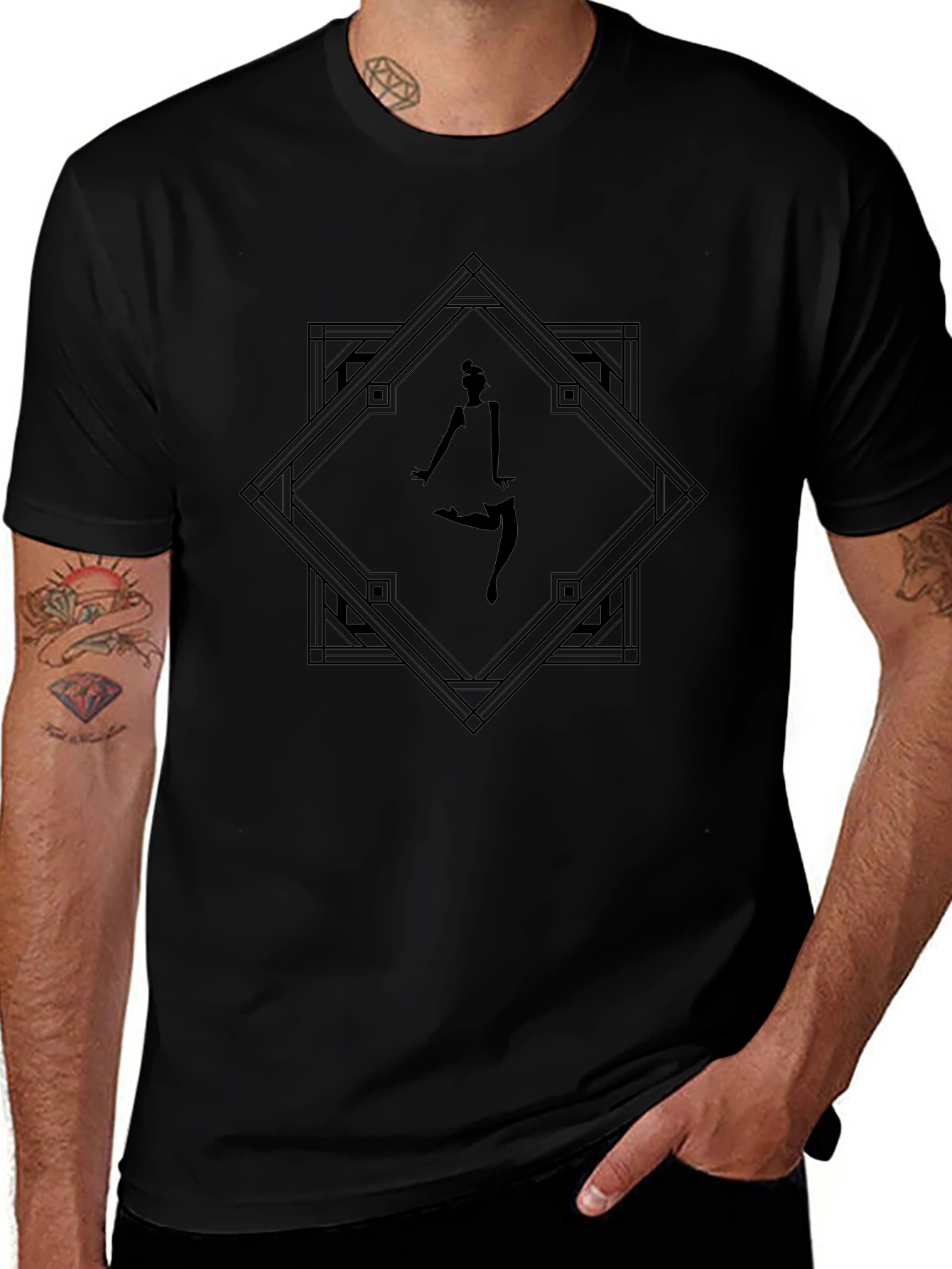 Art Deco Dancer Tee - Black Graphic T-Shirt