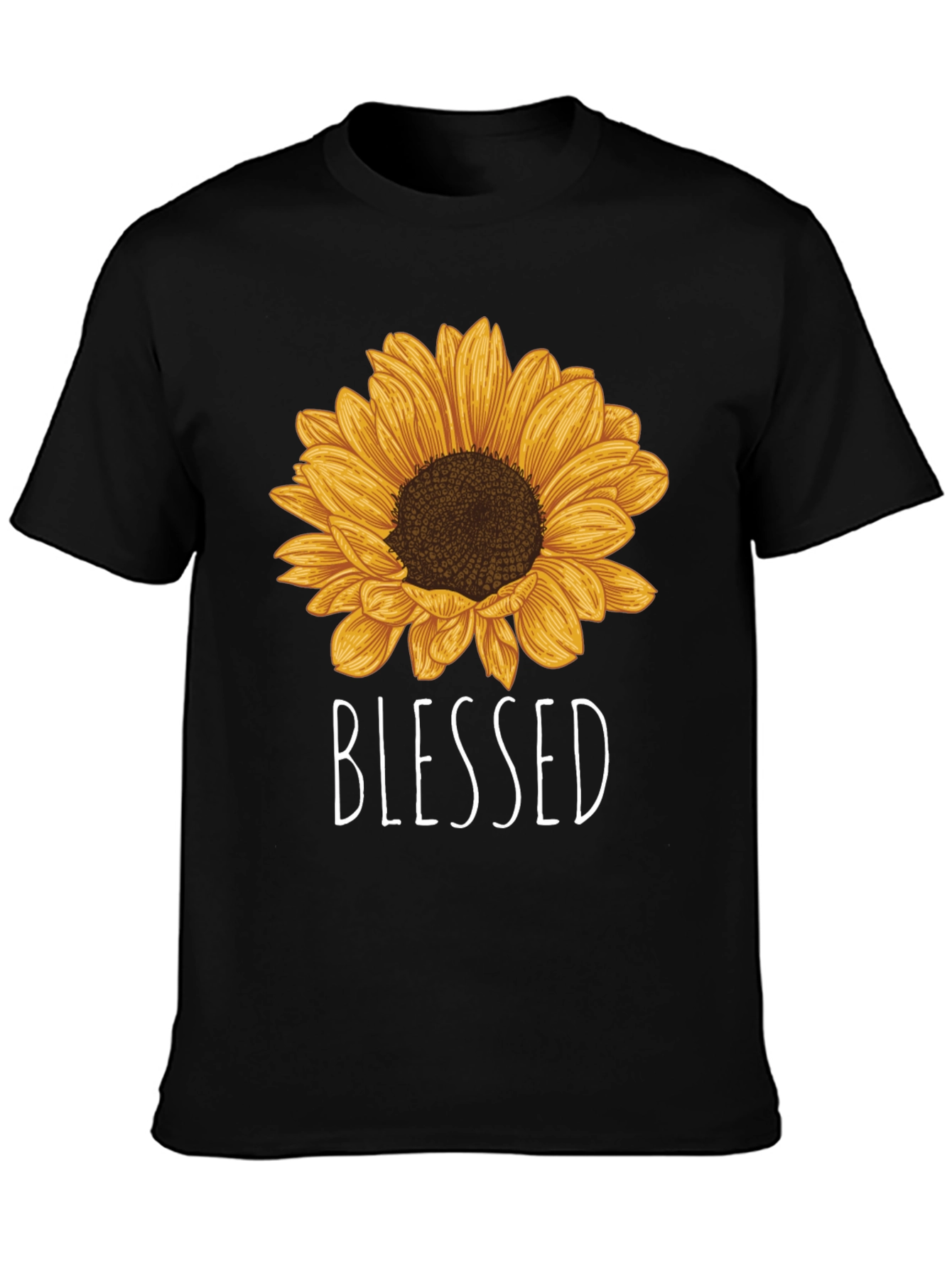 Blessed Sunflower Graphic Tee - Black