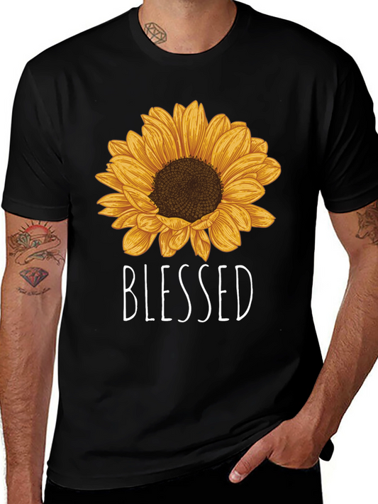 Blessed Sunflower Graphic Tee - Black