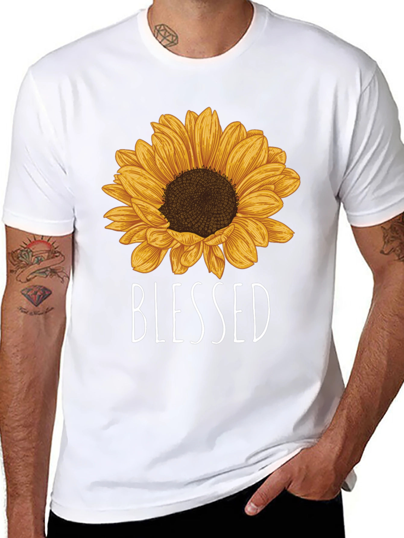Blessed Sunflower Graphic Tee - Black