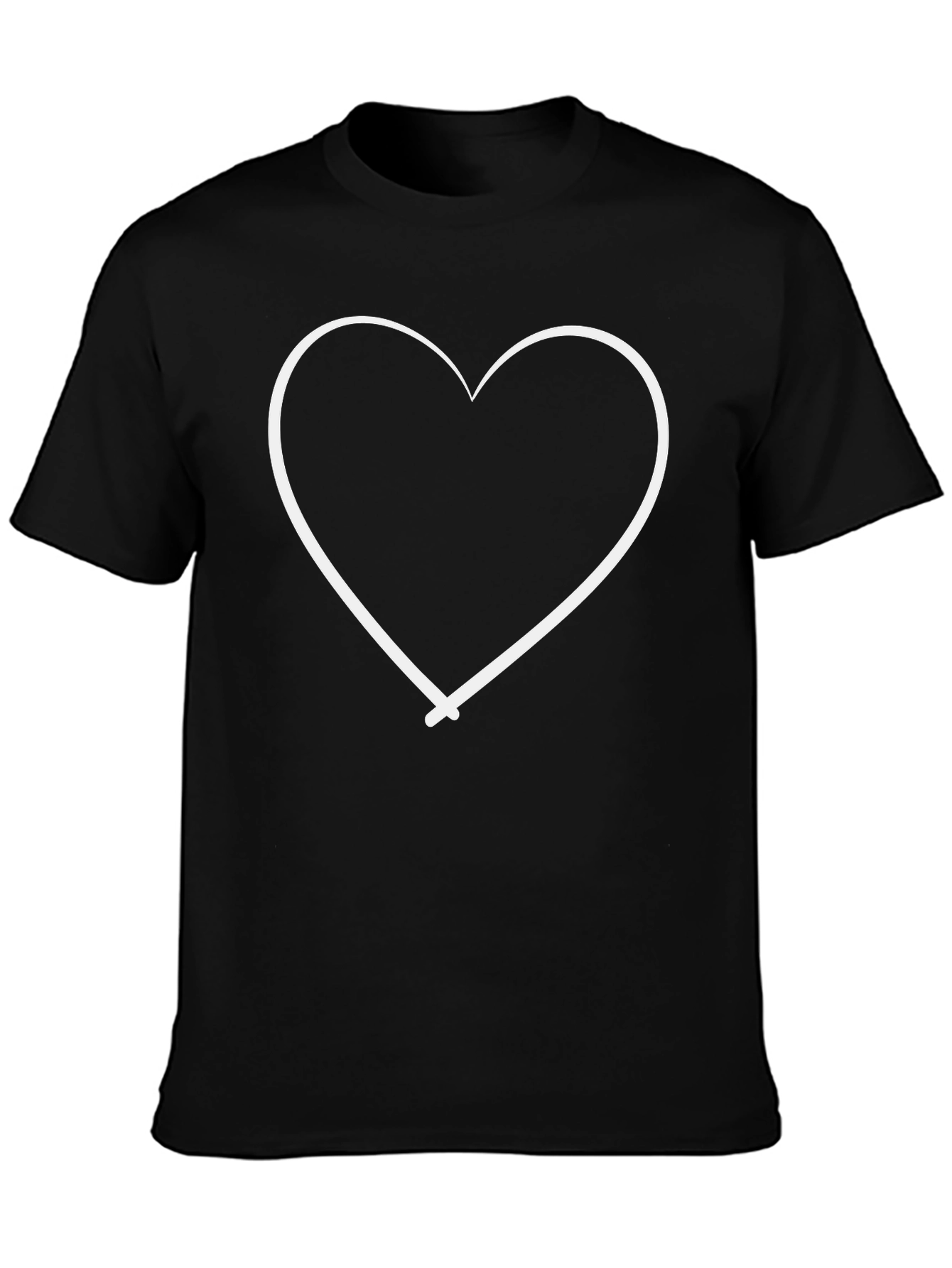Heart Graphic Black Cotton Casual T-Shirt