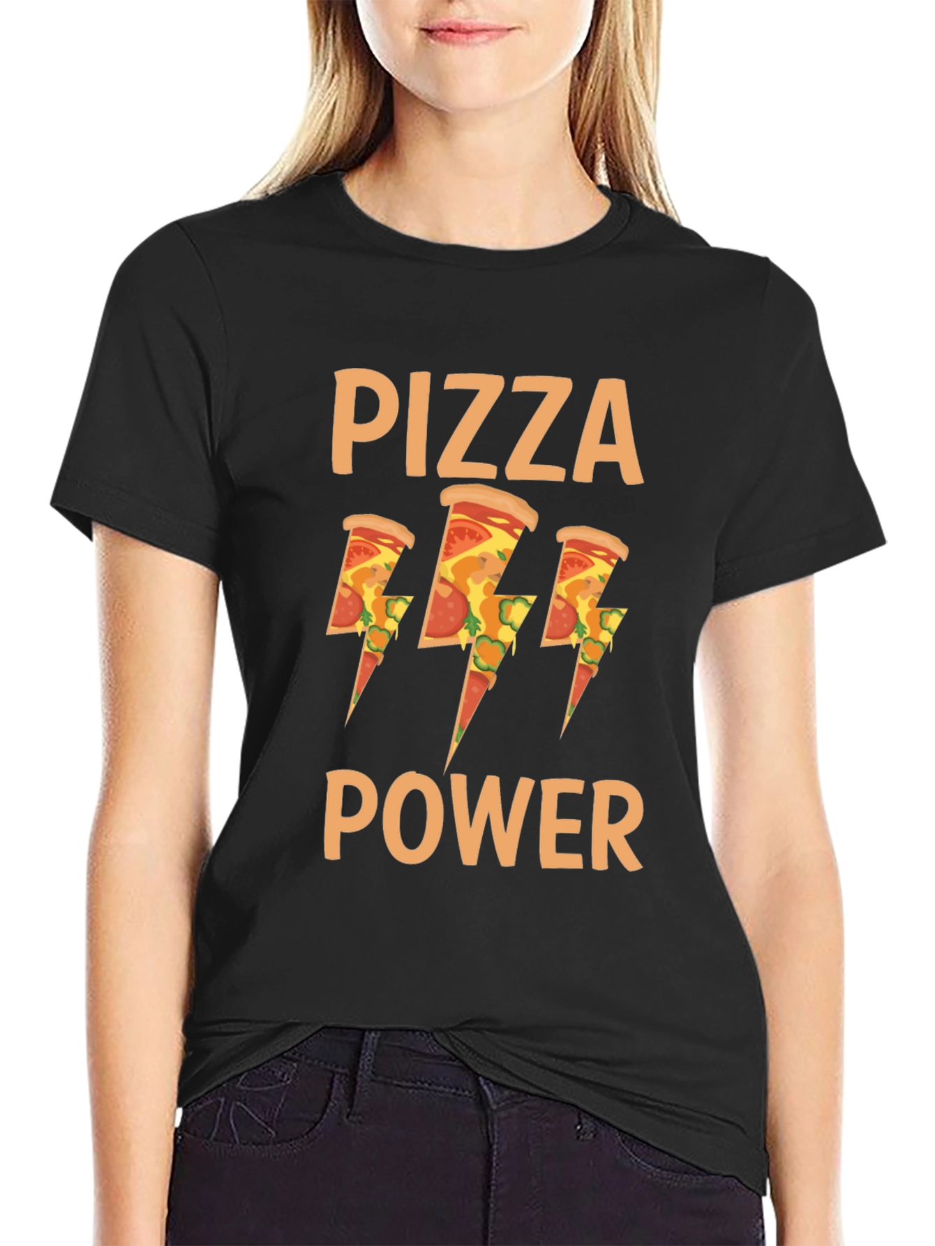 Pizza Power Graphic T-Shirt - Mens Black Tee