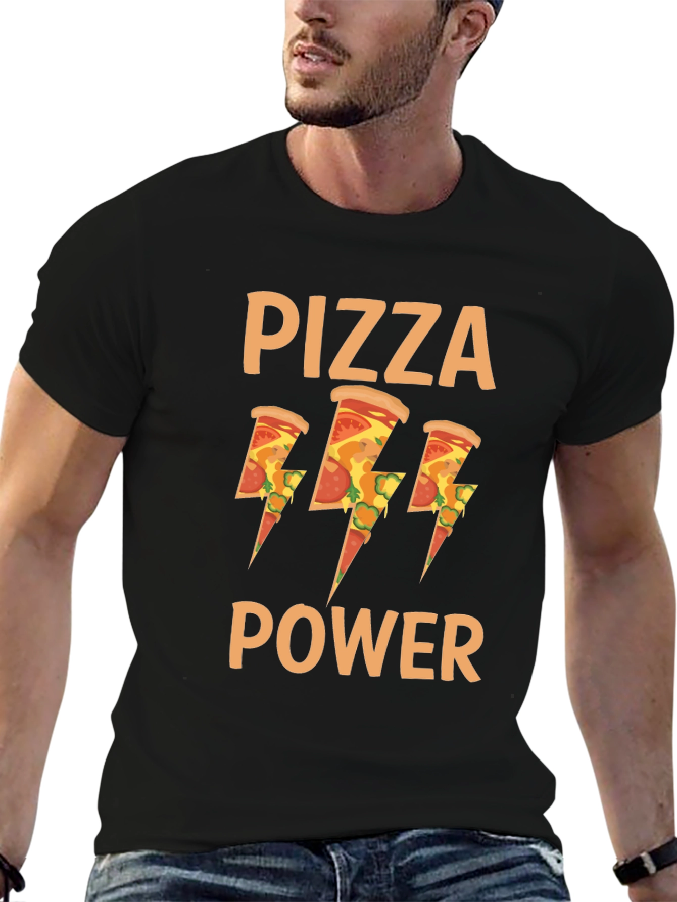Pizza Power Graphic T-Shirt - Mens Black Tee