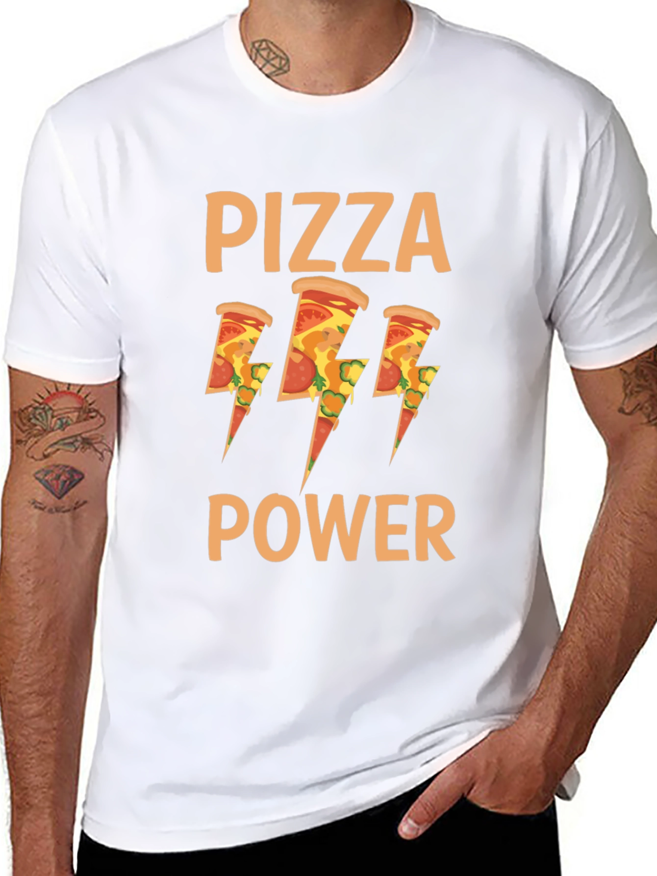 Pizza Power Graphic T-Shirt - Mens Black Tee