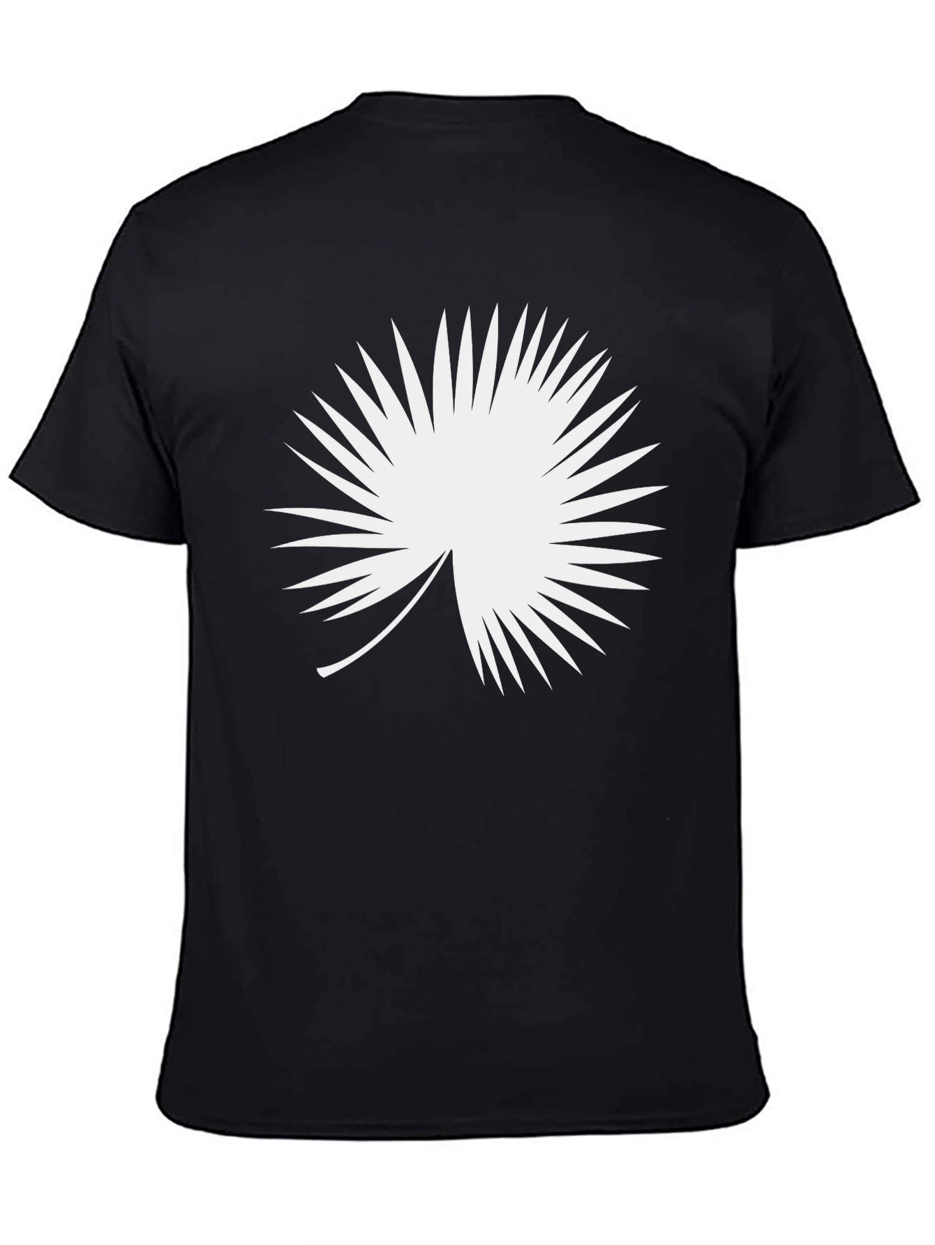 Modern Black T-Shirt with White Palm Leaf Design