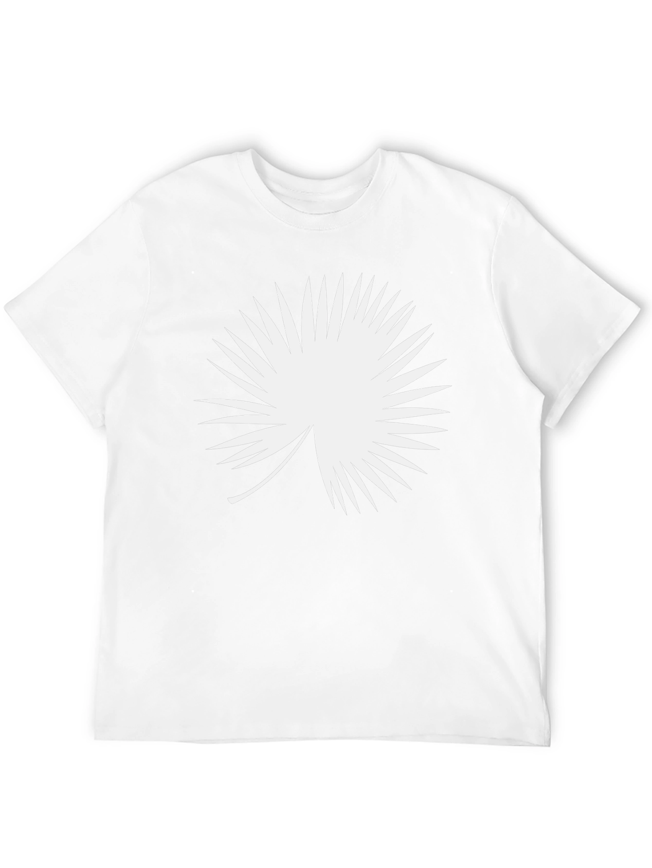 Modern Black T-Shirt with White Palm Leaf Design