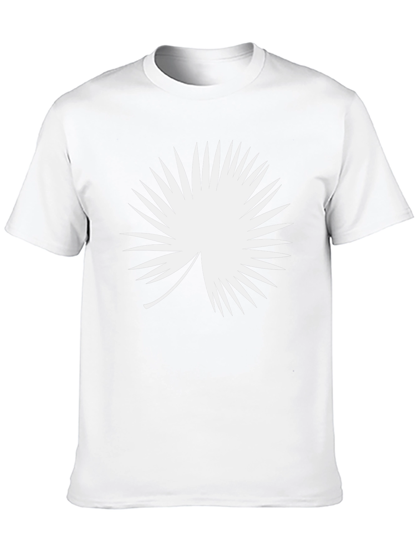 Modern Black T-Shirt with White Palm Leaf Design