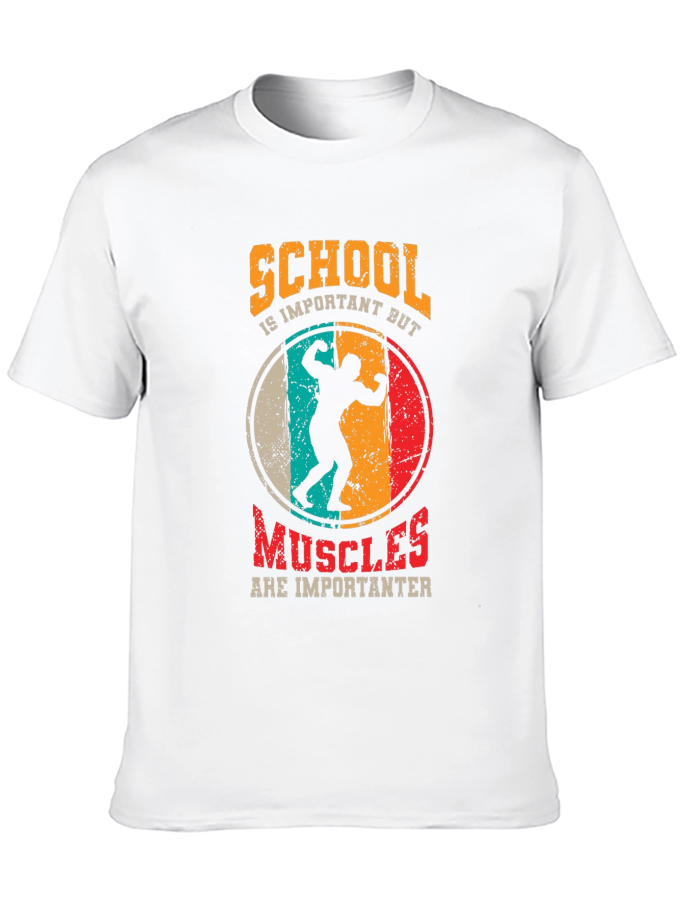 School vs Muscles Graphic T-Shirt
