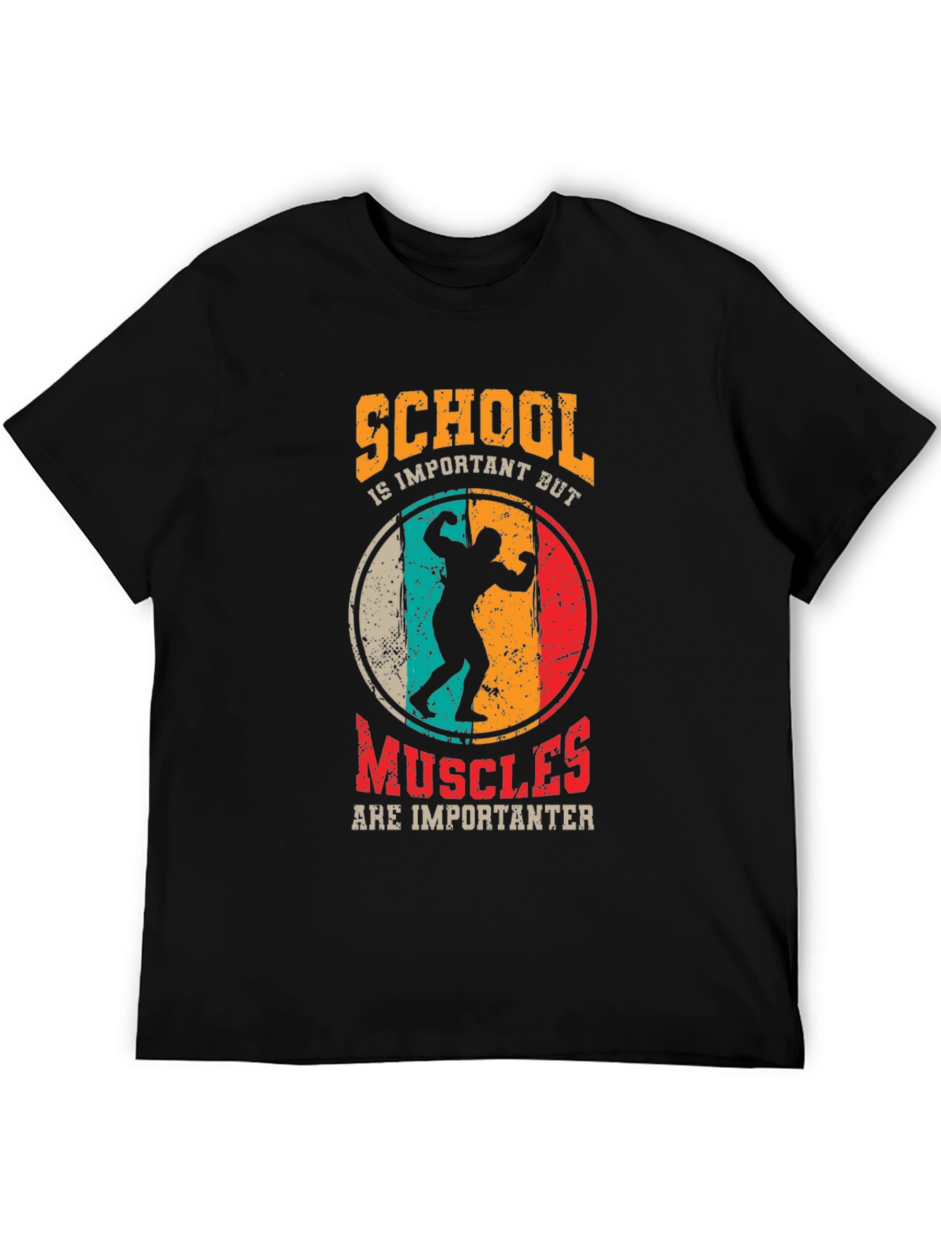School vs Muscles Graphic T-Shirt