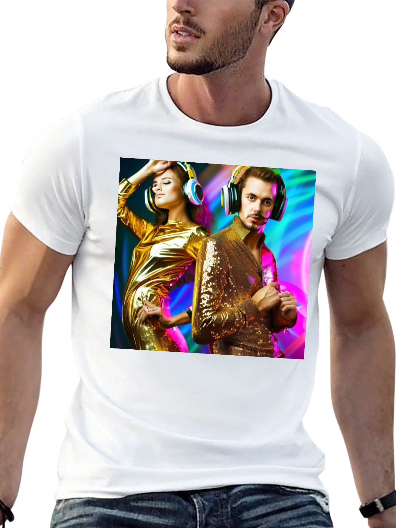 Retro Disco Couple Graphic T-Shirt