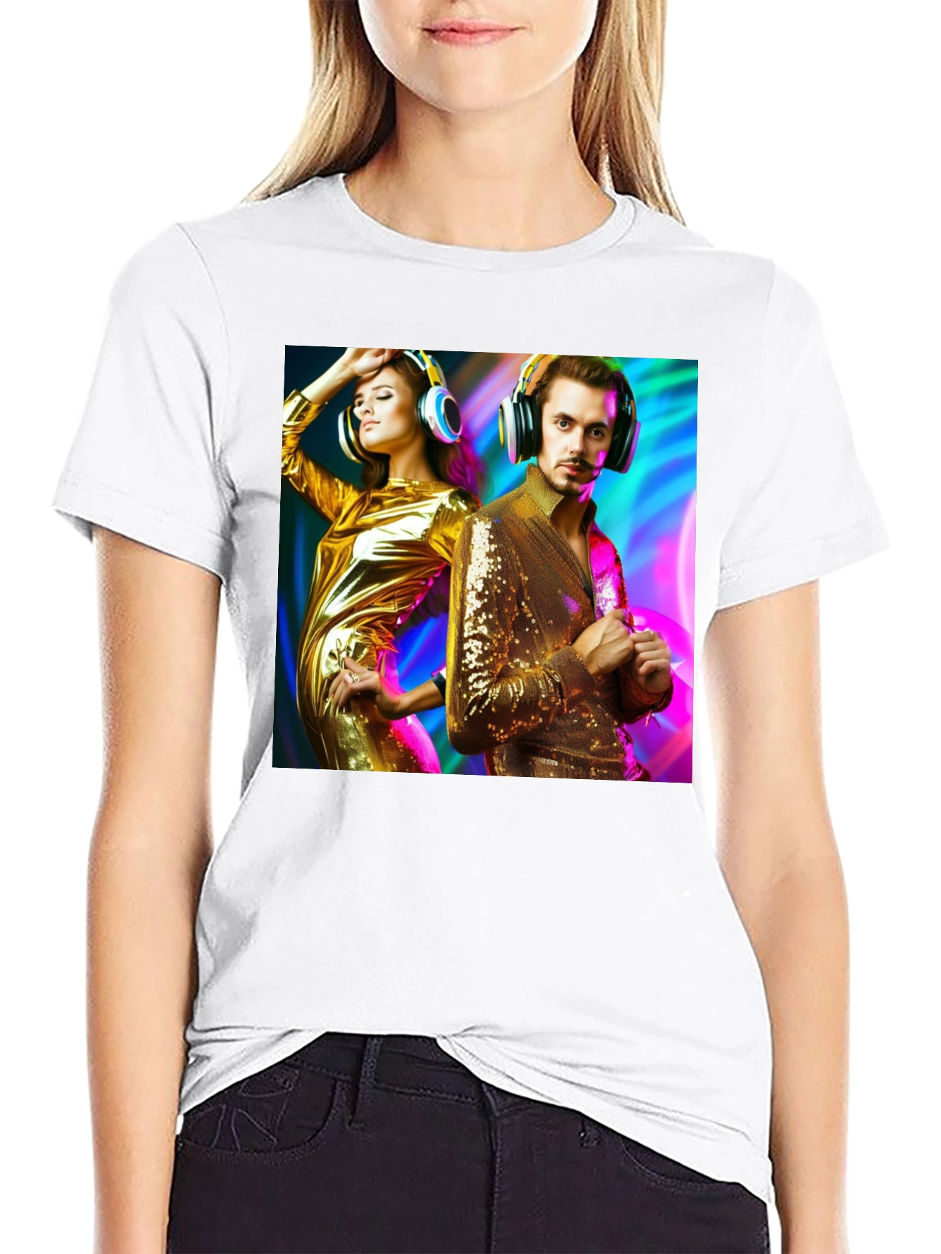 Retro Disco Couple Graphic T-Shirt