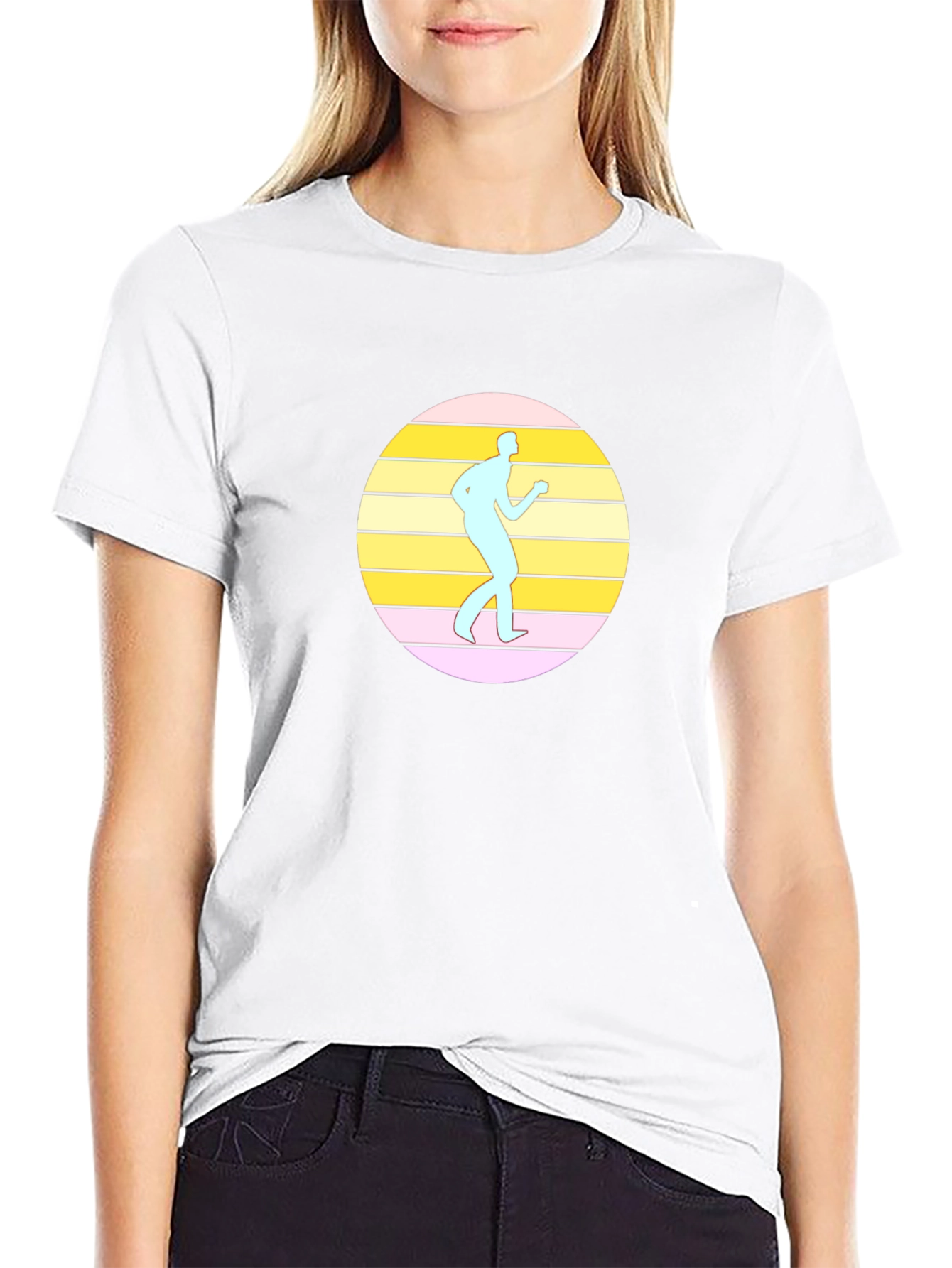 Retro Dancer Graphic Tee - Black Cotton T-Shirt