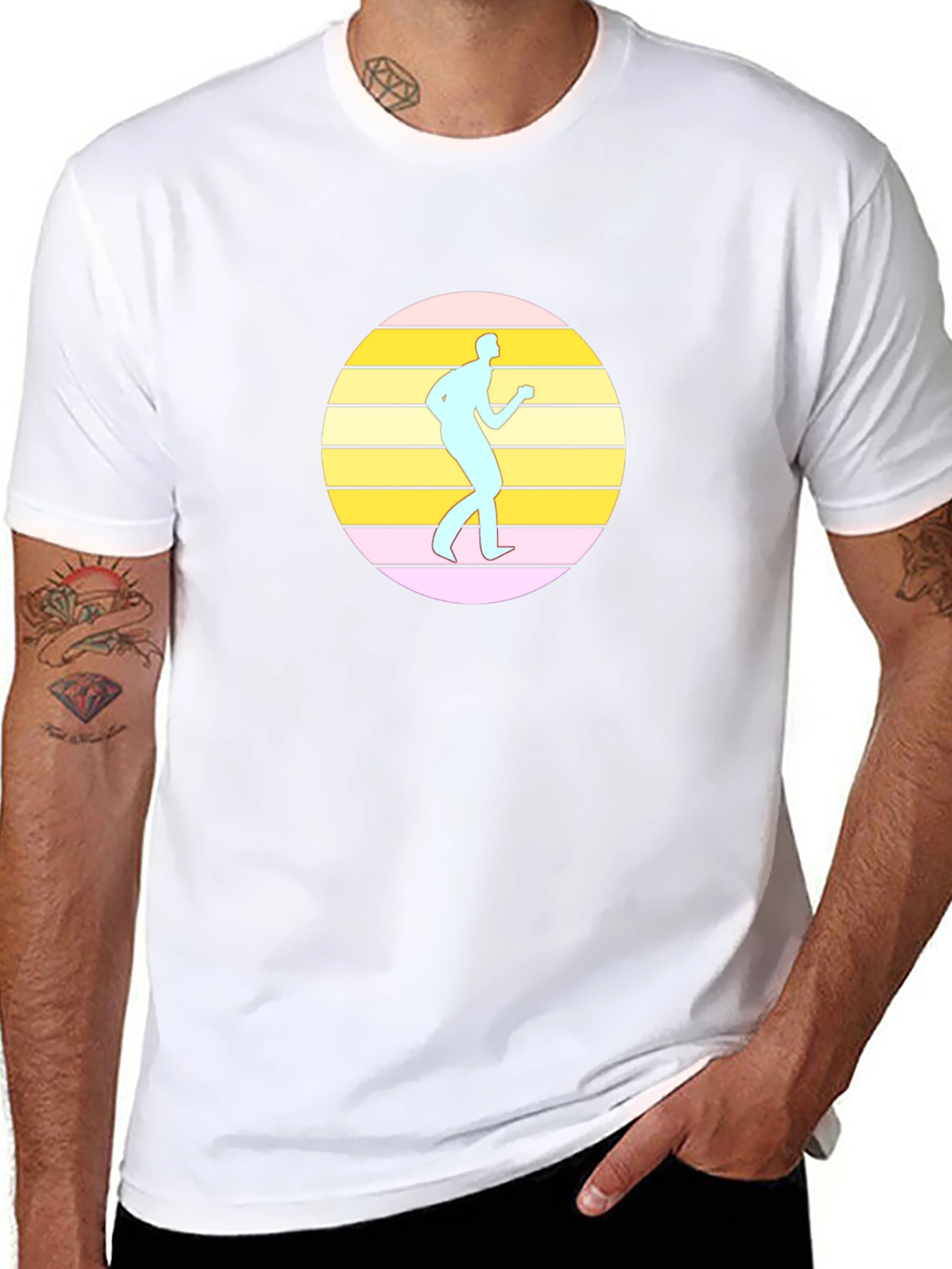 Retro Dancer Graphic Tee - Black Cotton T-Shirt