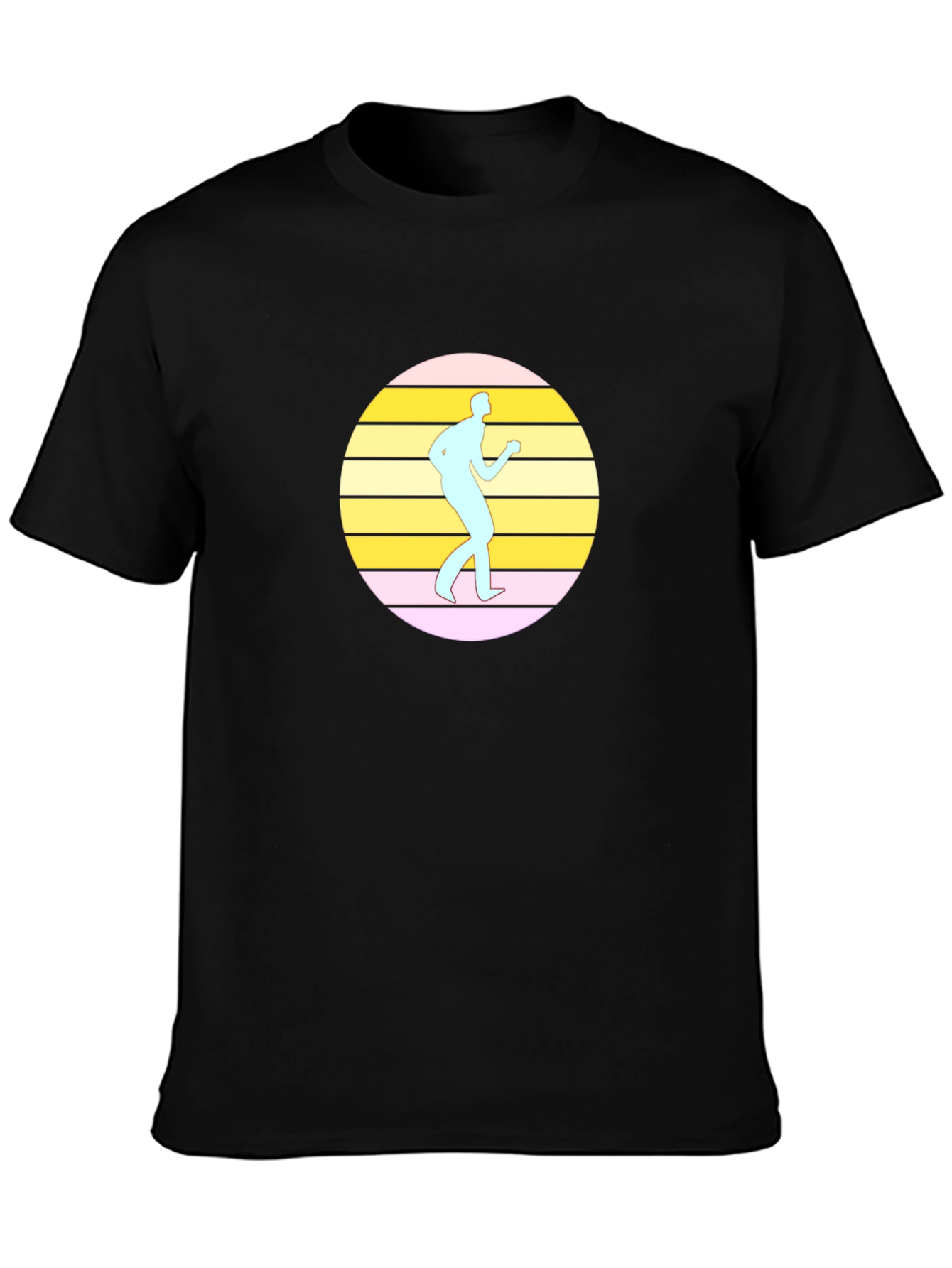Retro Dancer Graphic Tee - Black Cotton T-Shirt