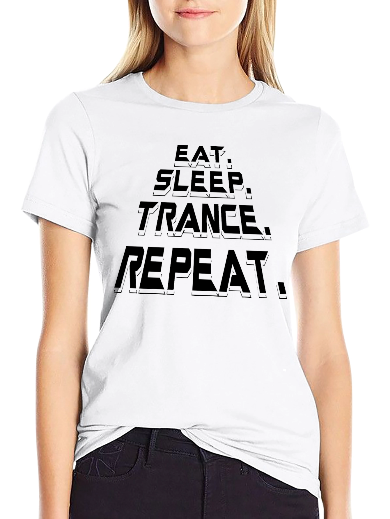 Eat Sleep Trance Repeat Black Graphic Tee Shirt