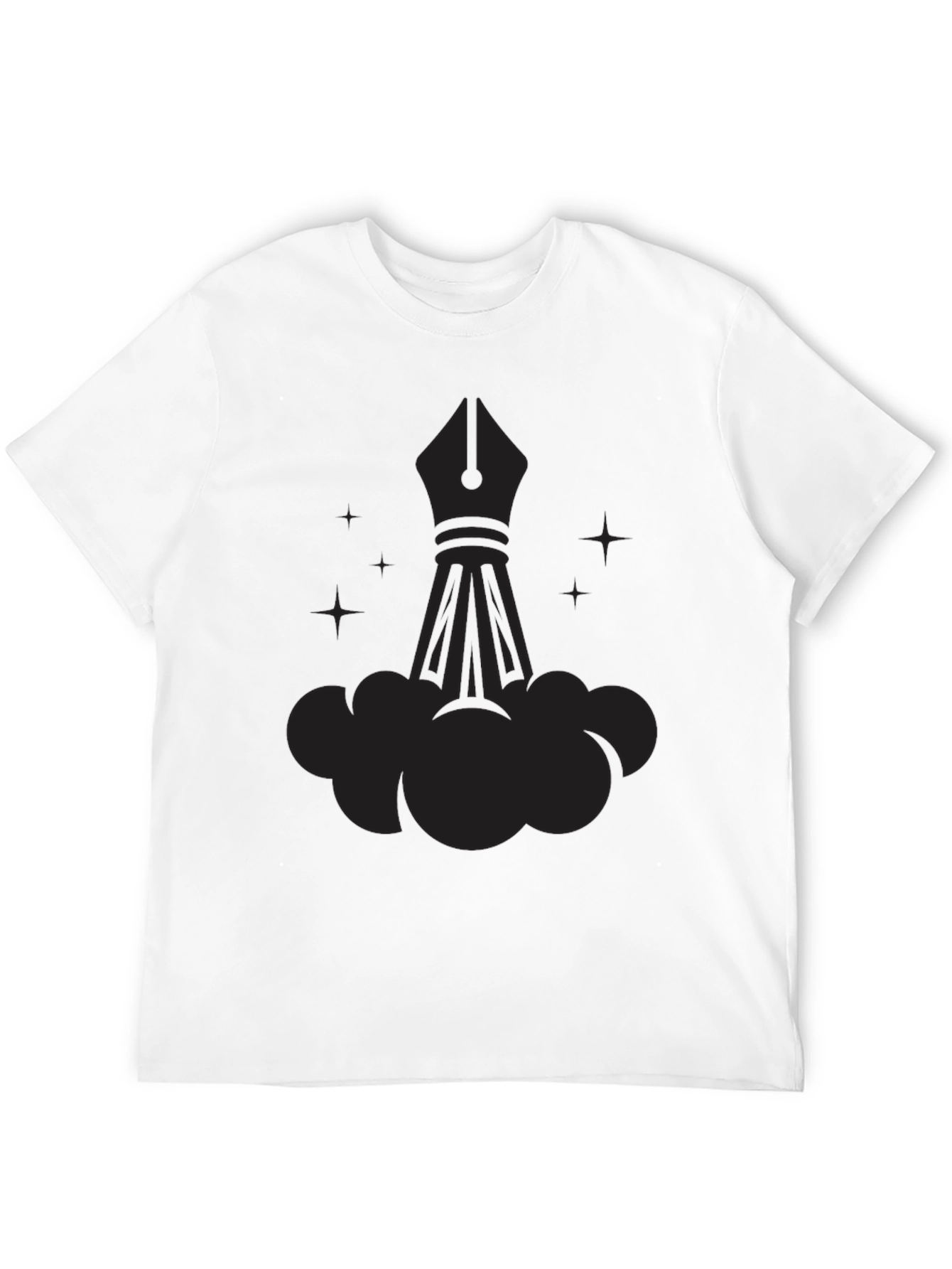 Mens Graphic Black Tee - Fountain Pen Rocket