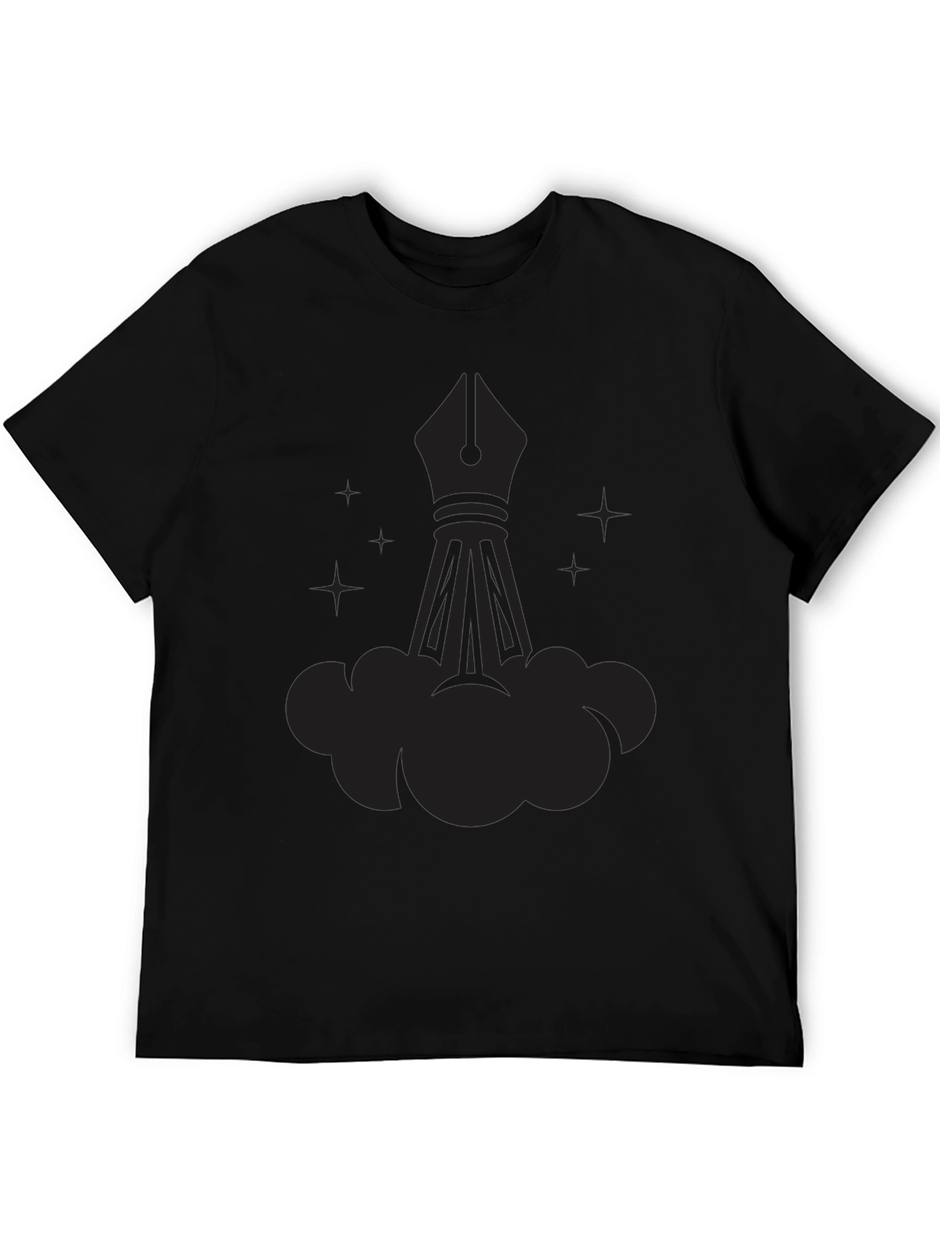 Mens Graphic Black Tee - Fountain Pen Rocket