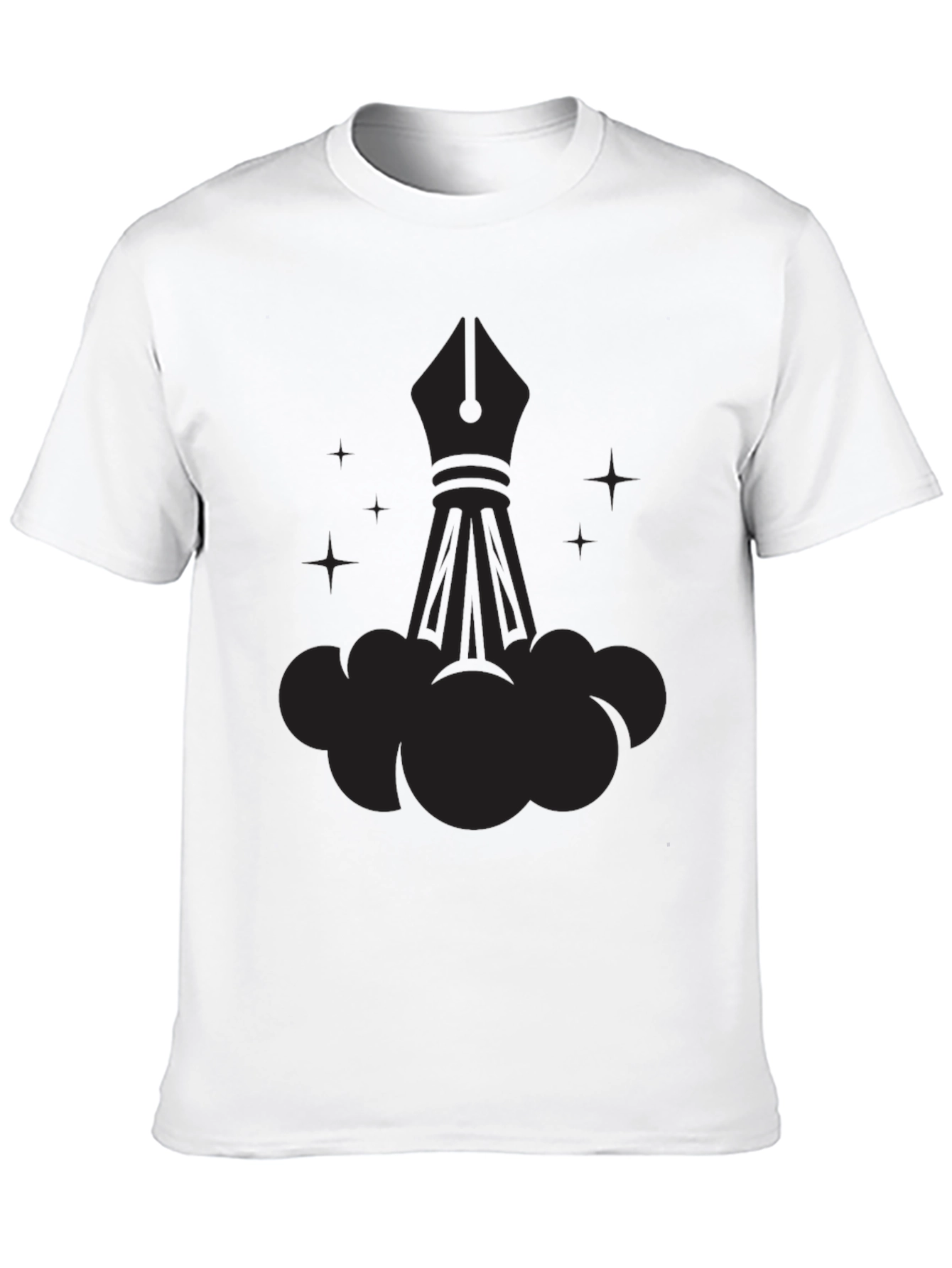 Mens Graphic Black Tee - Fountain Pen Rocket