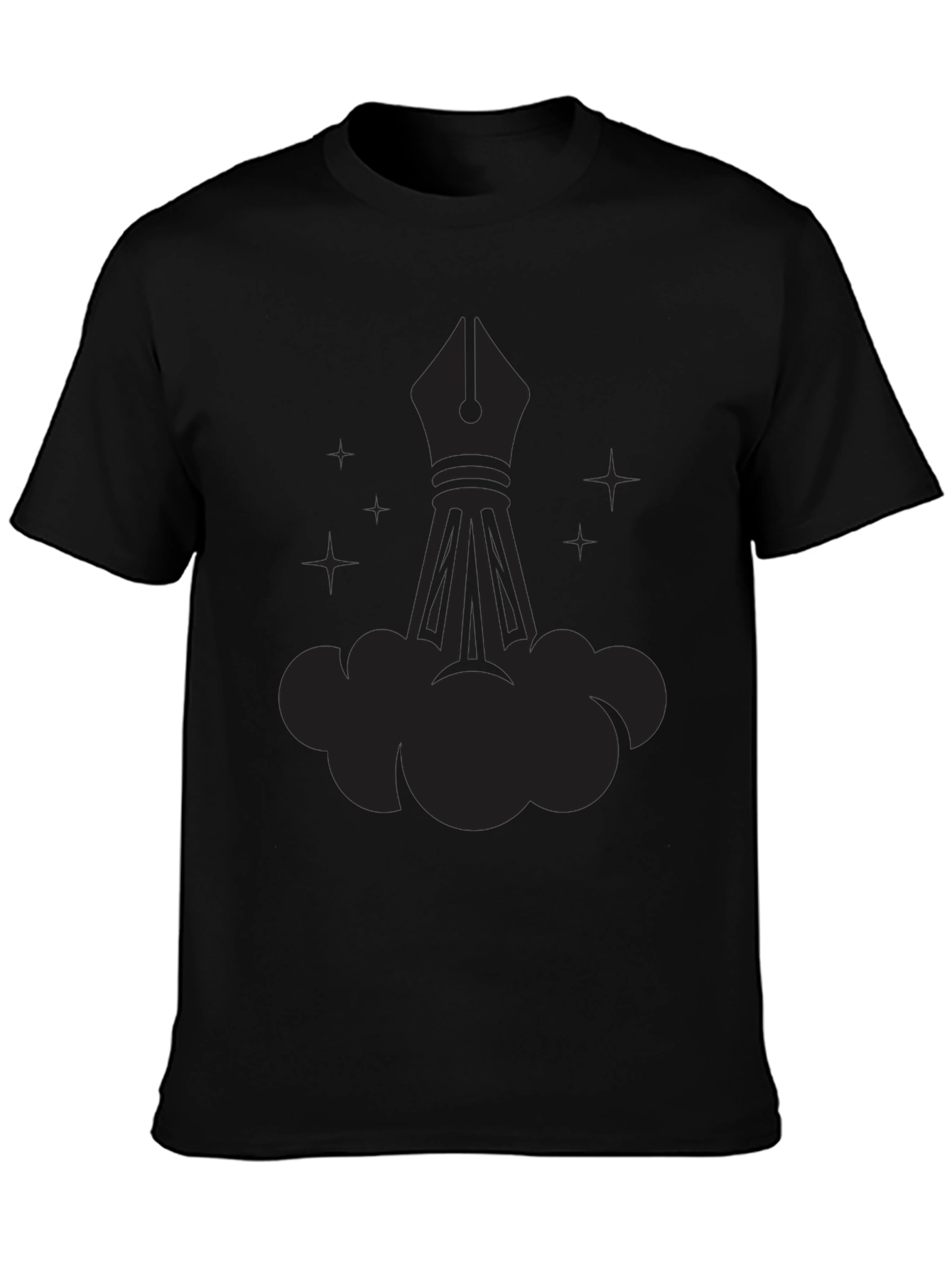 Mens Graphic Black Tee - Fountain Pen Rocket