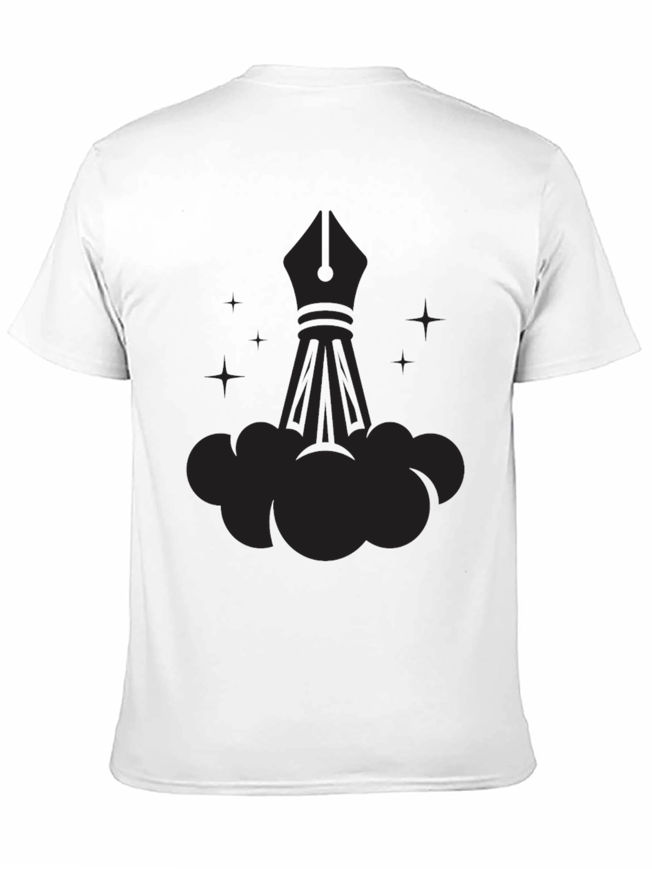 Mens Graphic Black Tee - Fountain Pen Rocket