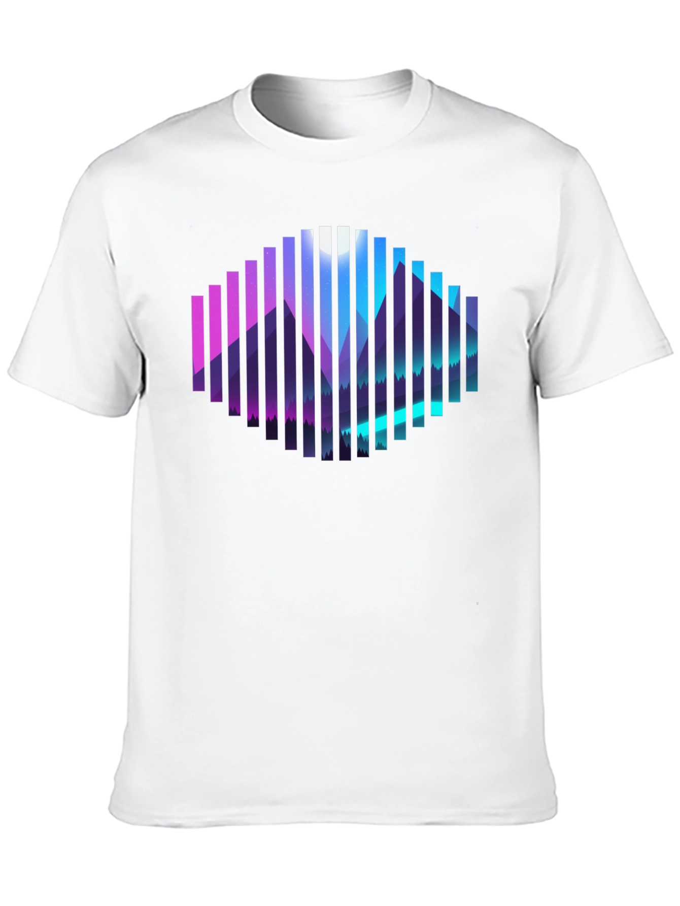Geometric Mountainscape Graphic Tee - Black