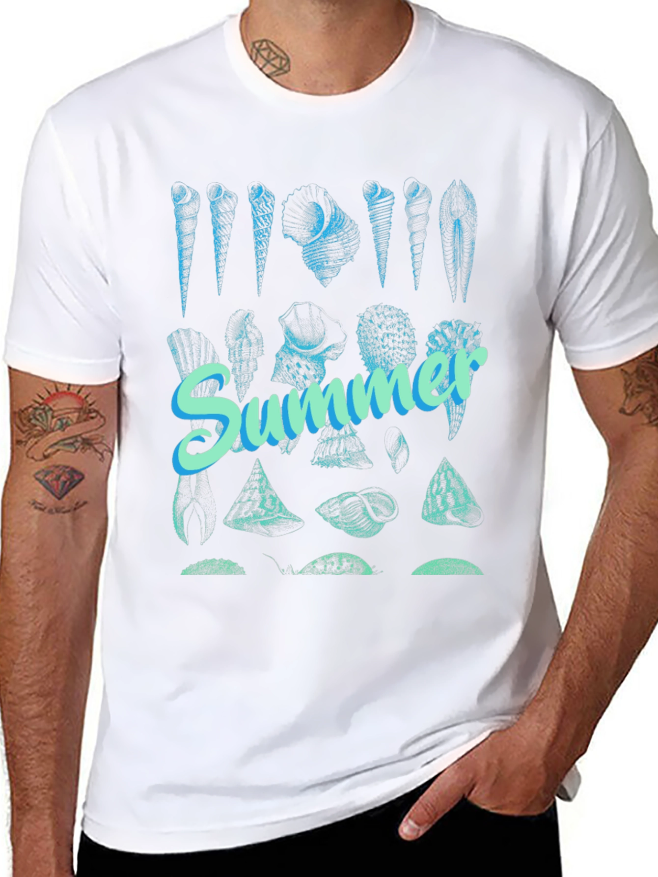 Summer Seashells Graphic Tee - Black