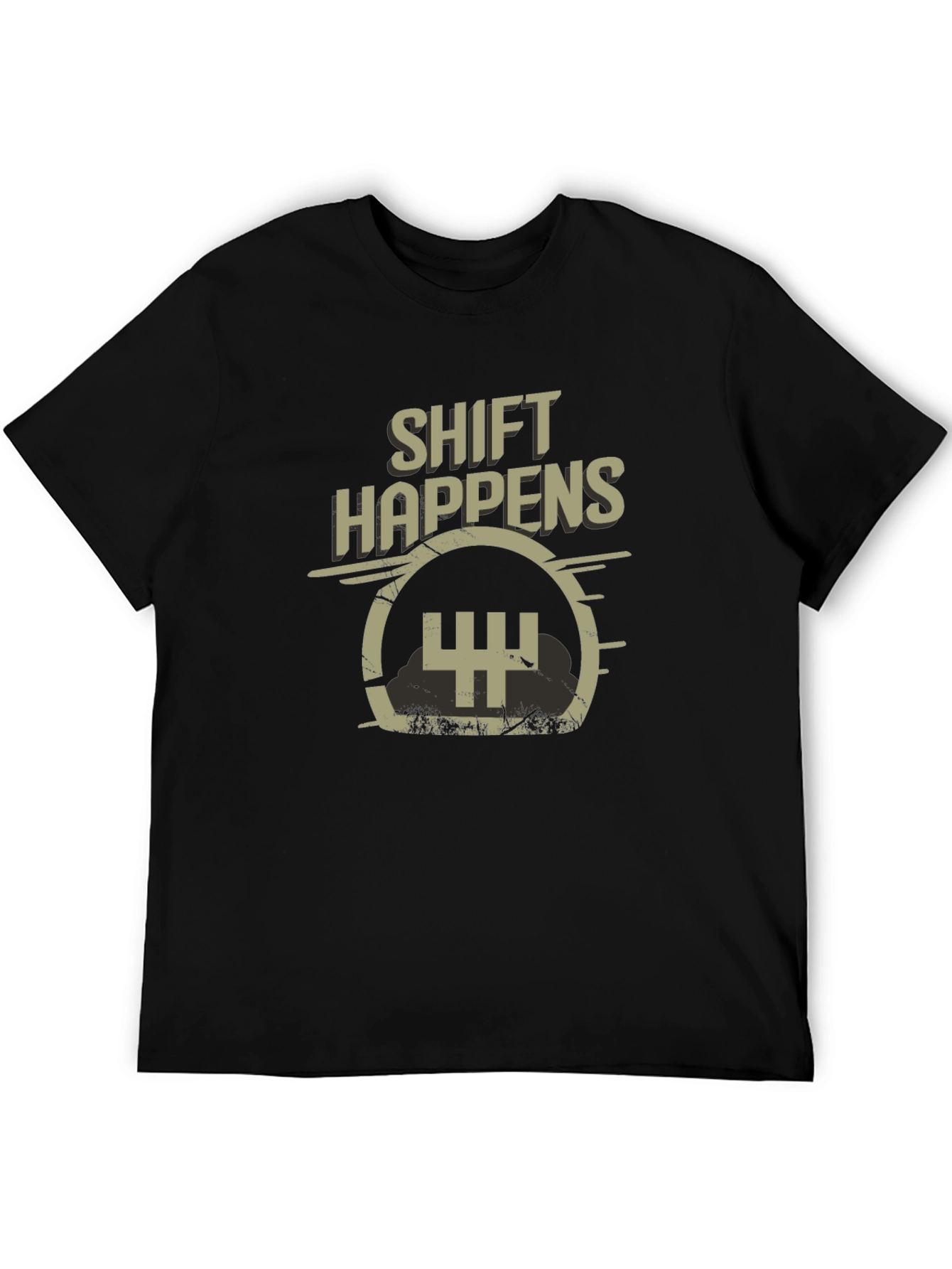Shift Happens Mens Black Graphic Tee