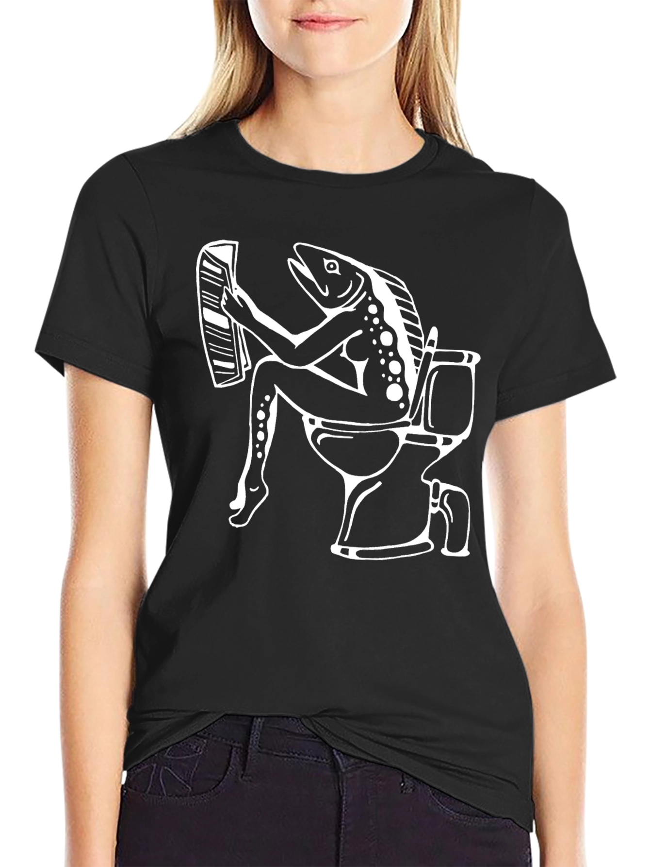 Funny Fish Reading on Toilet T-Shirt