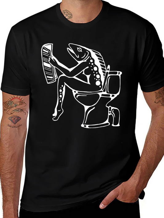 Funny Fish Reading on Toilet T-Shirt