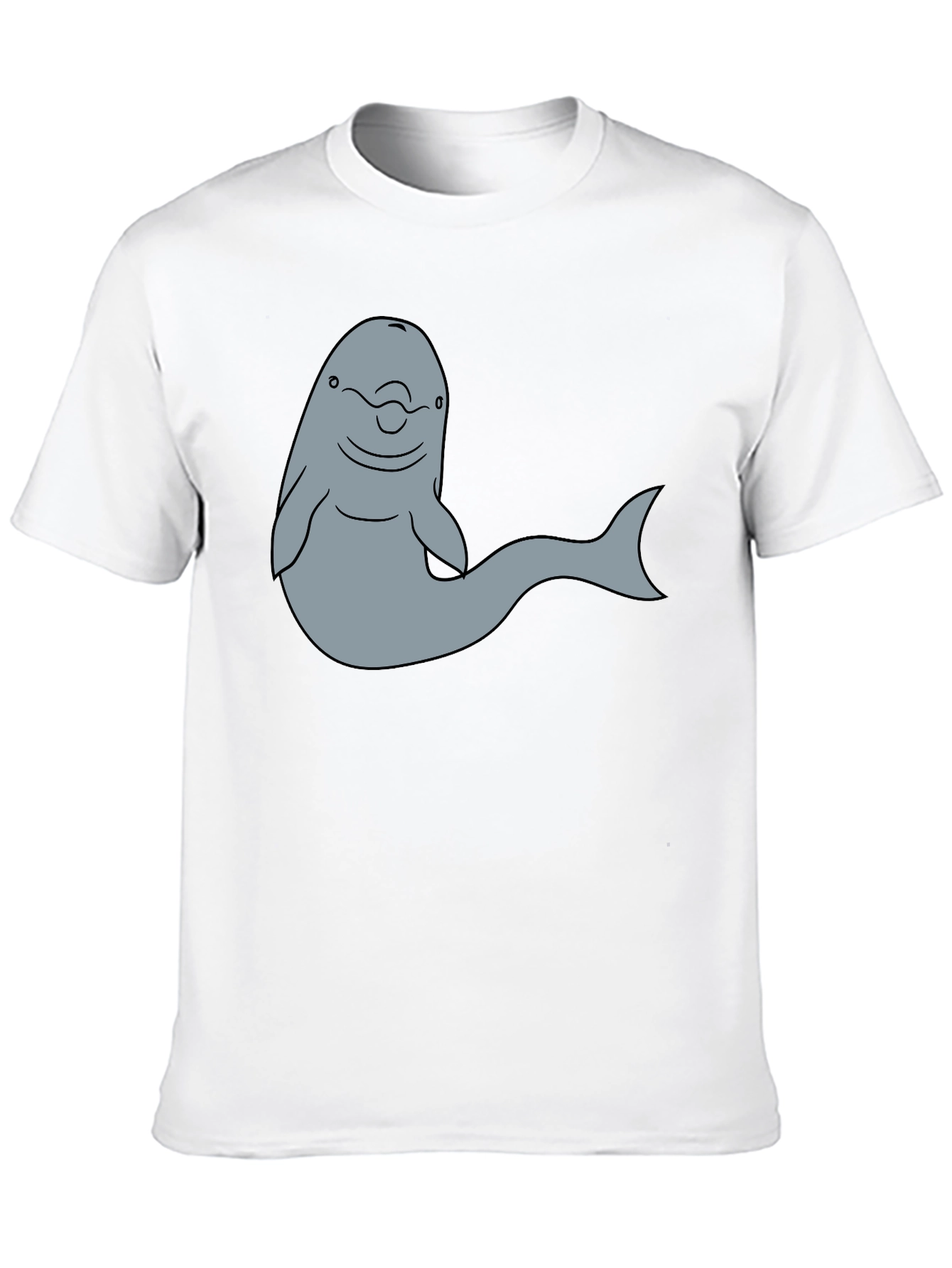Cartoon Dolphin Graphic Tee - Black T-Shirt
