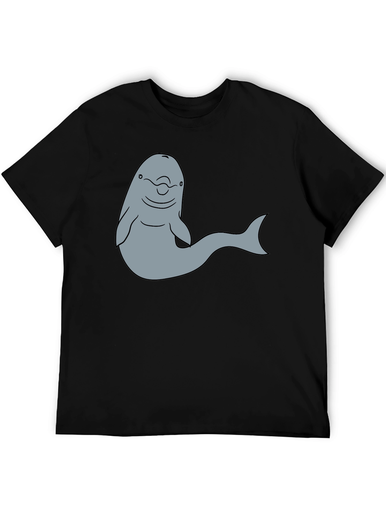 Cartoon Dolphin Graphic Tee - Black T-Shirt