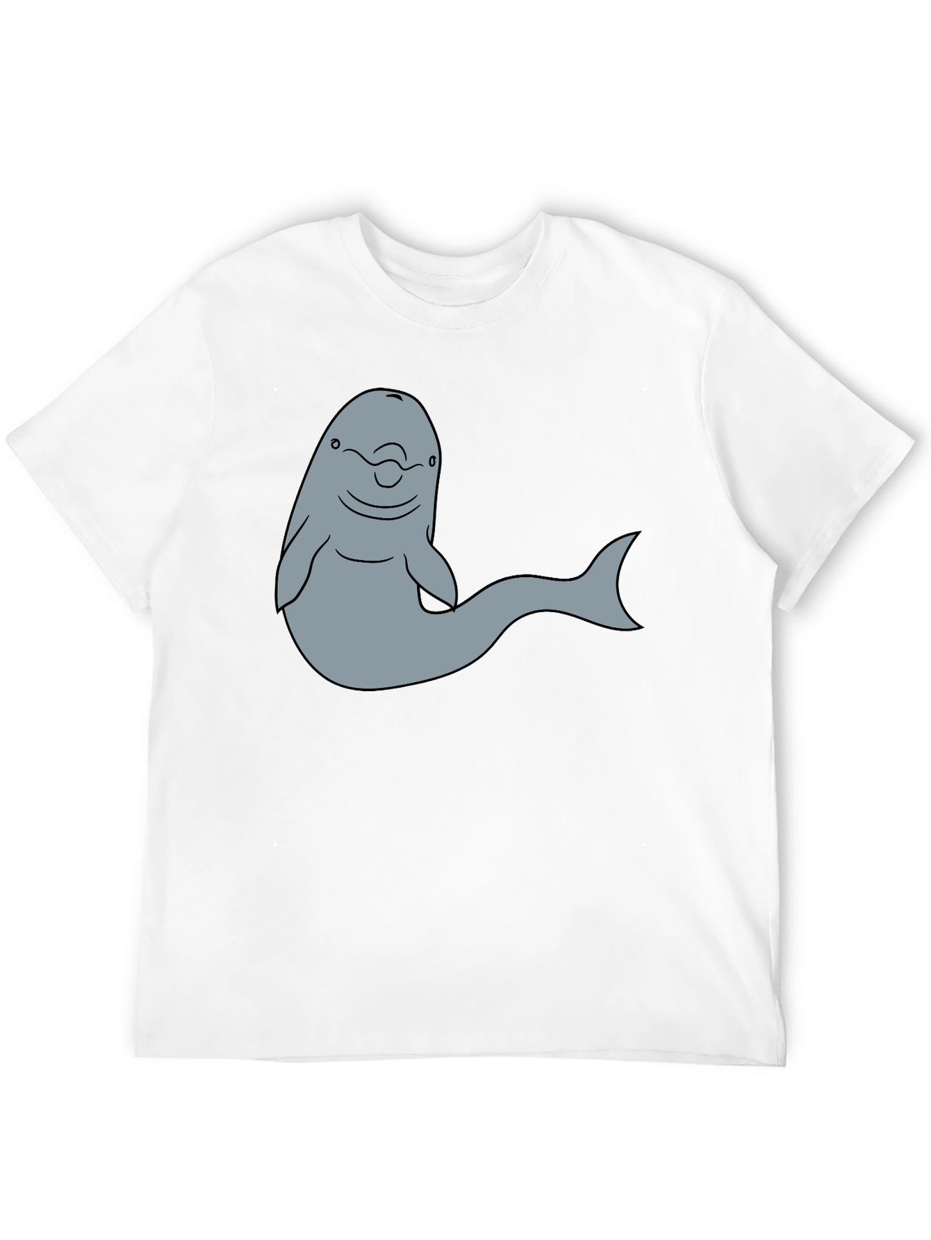 Cartoon Dolphin Graphic Tee - Black T-Shirt