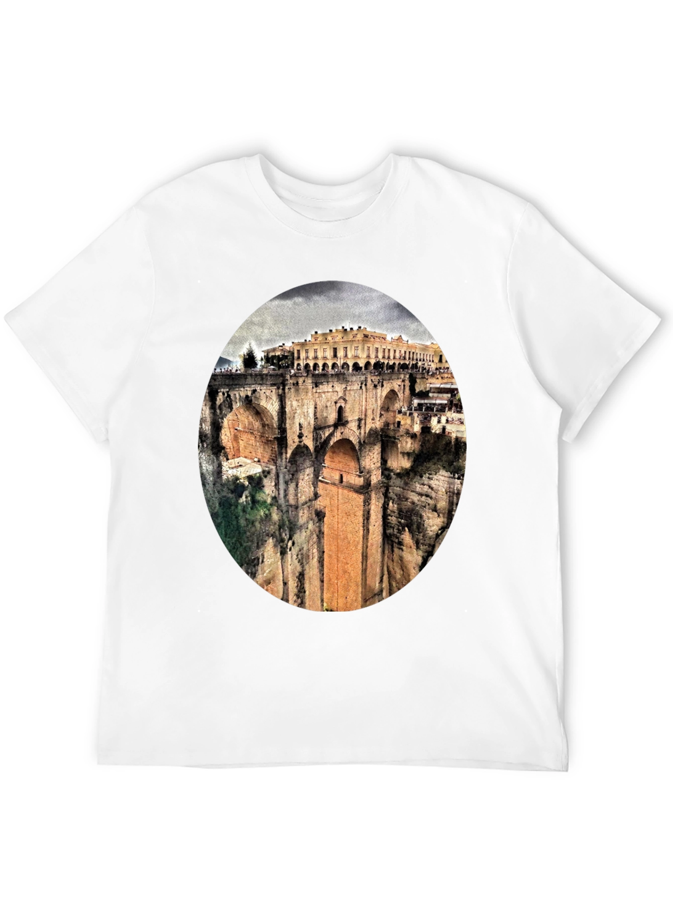Ronda Bridge View Graphic Tee - Black Cotton T-Shirt
