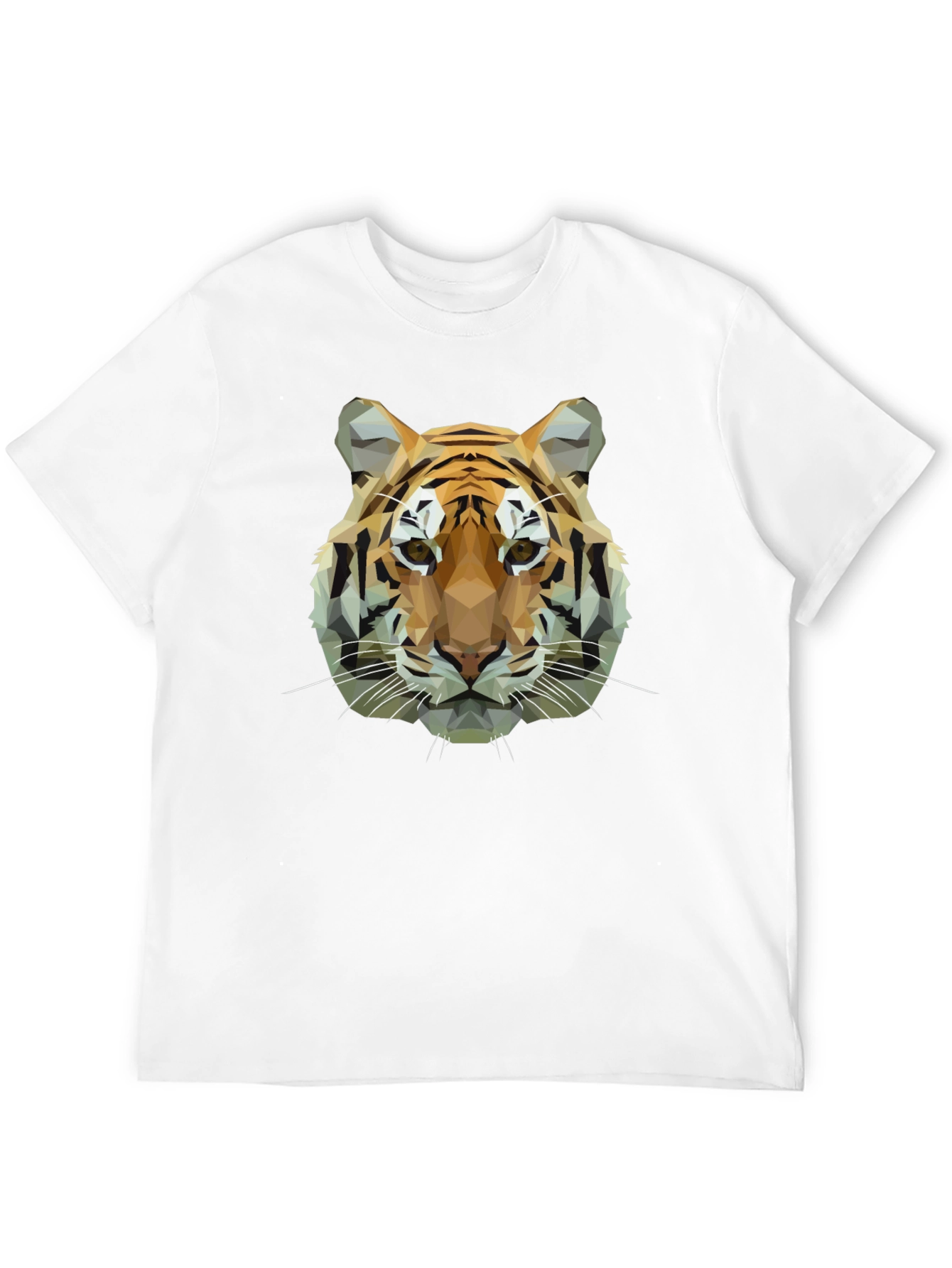 Geometric Tiger Graphic Black T-Shirt