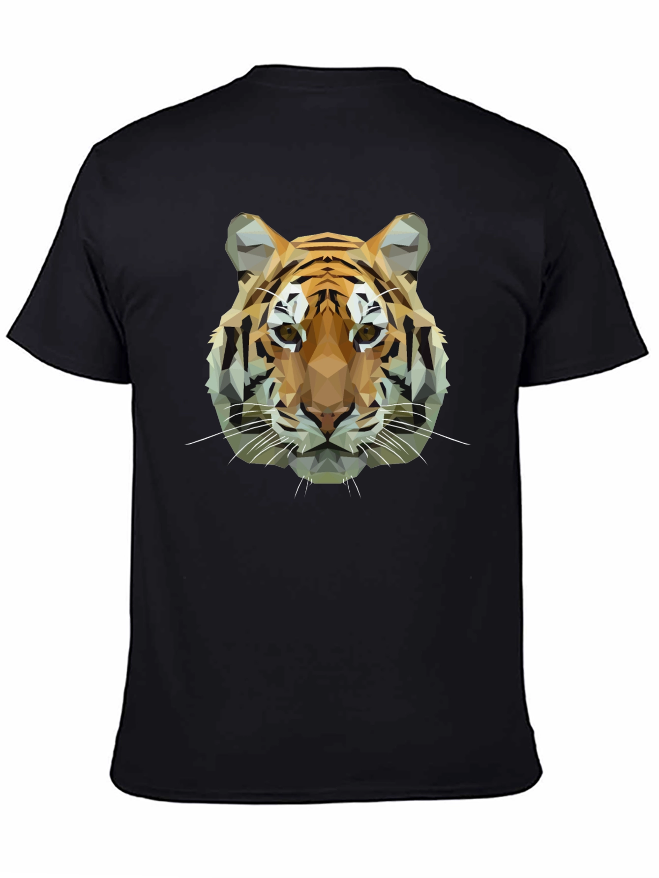 Geometric Tiger Graphic Black T-Shirt