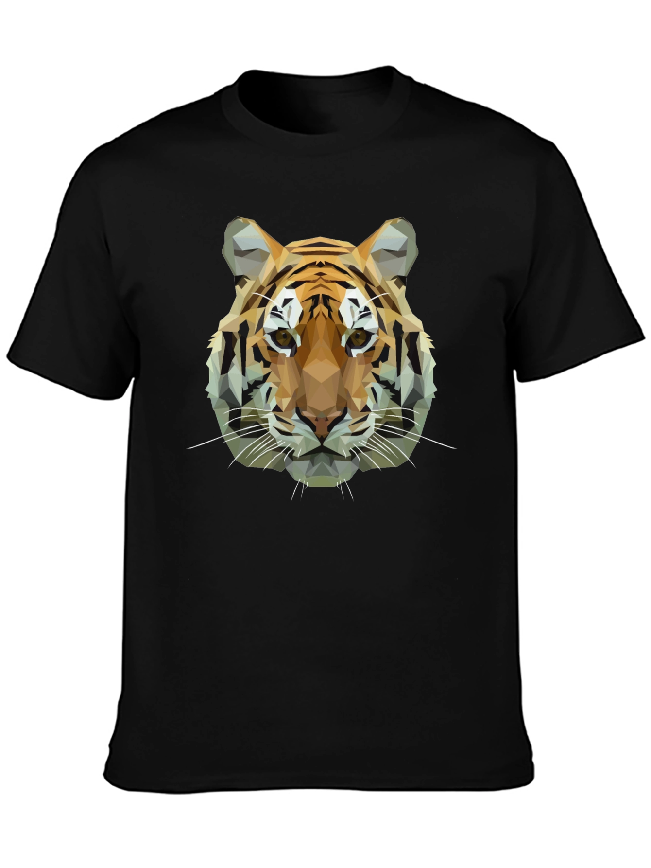 Geometric Tiger Graphic Black T-Shirt