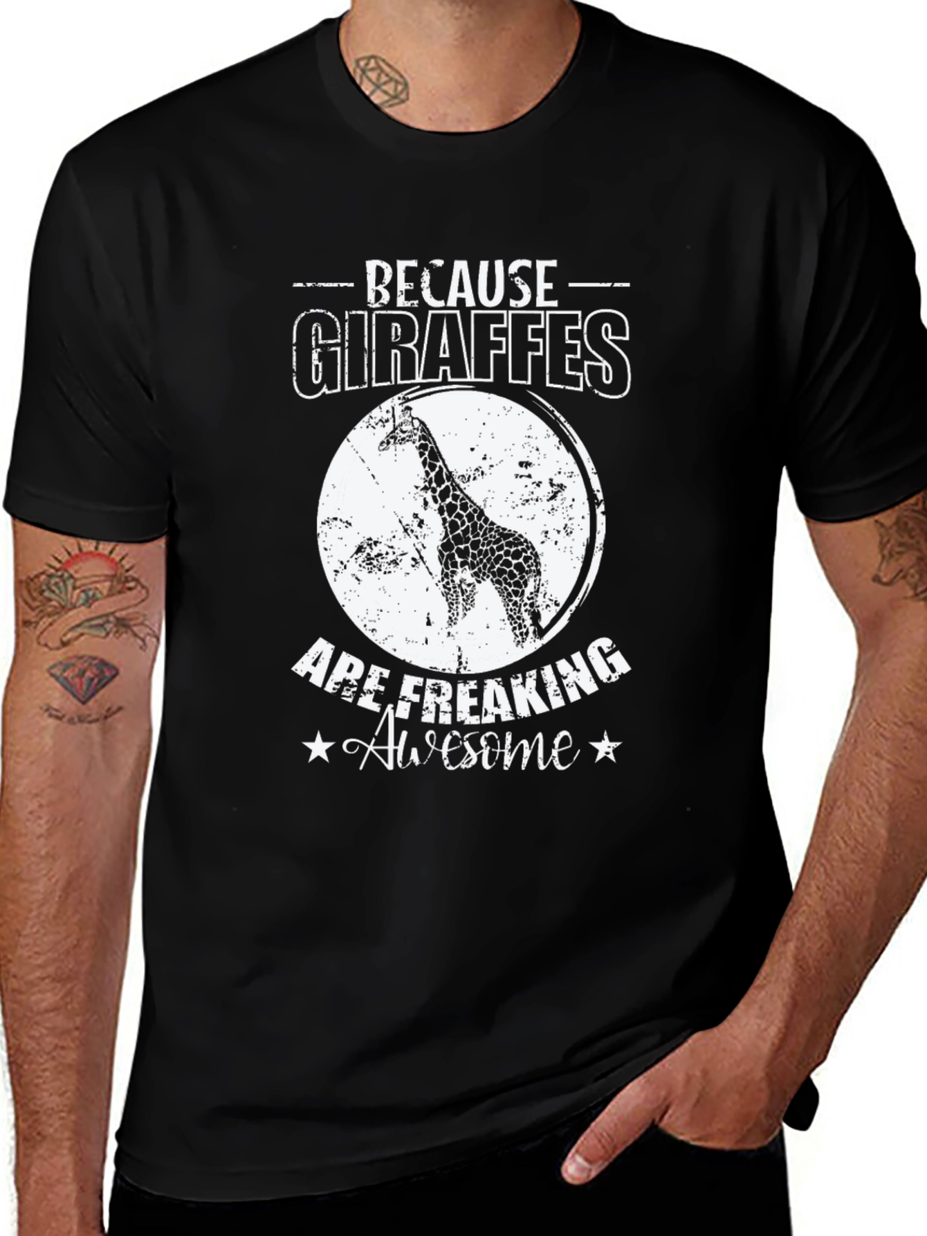 Giraffe Lover Black Graphic Tee