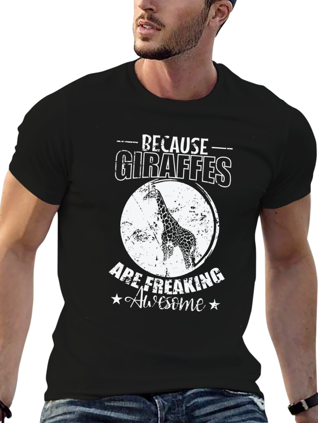 Giraffe Lover Black Graphic Tee