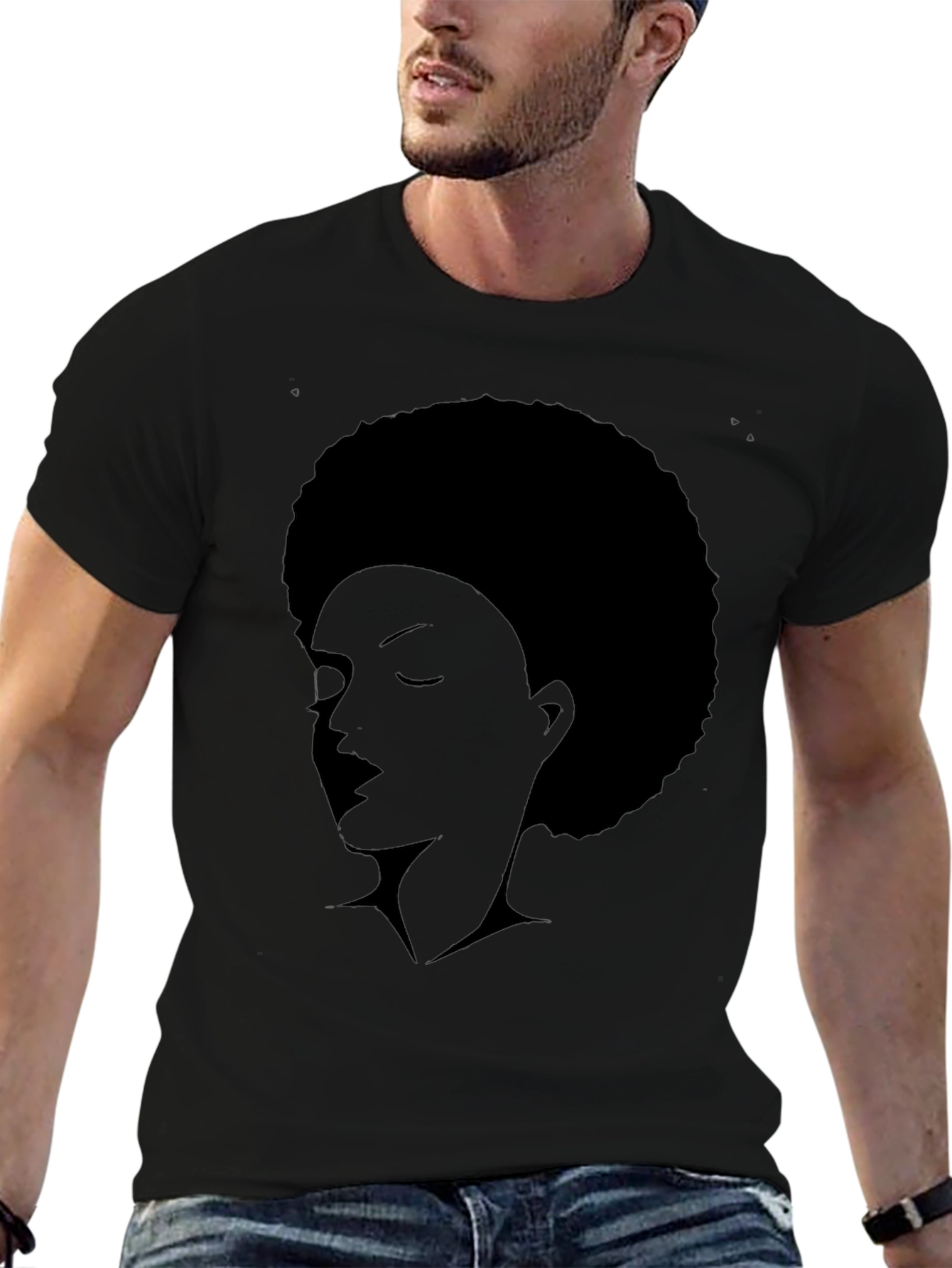 Afro Silhouette Graphic Tee - Unisex Black T-Shirt