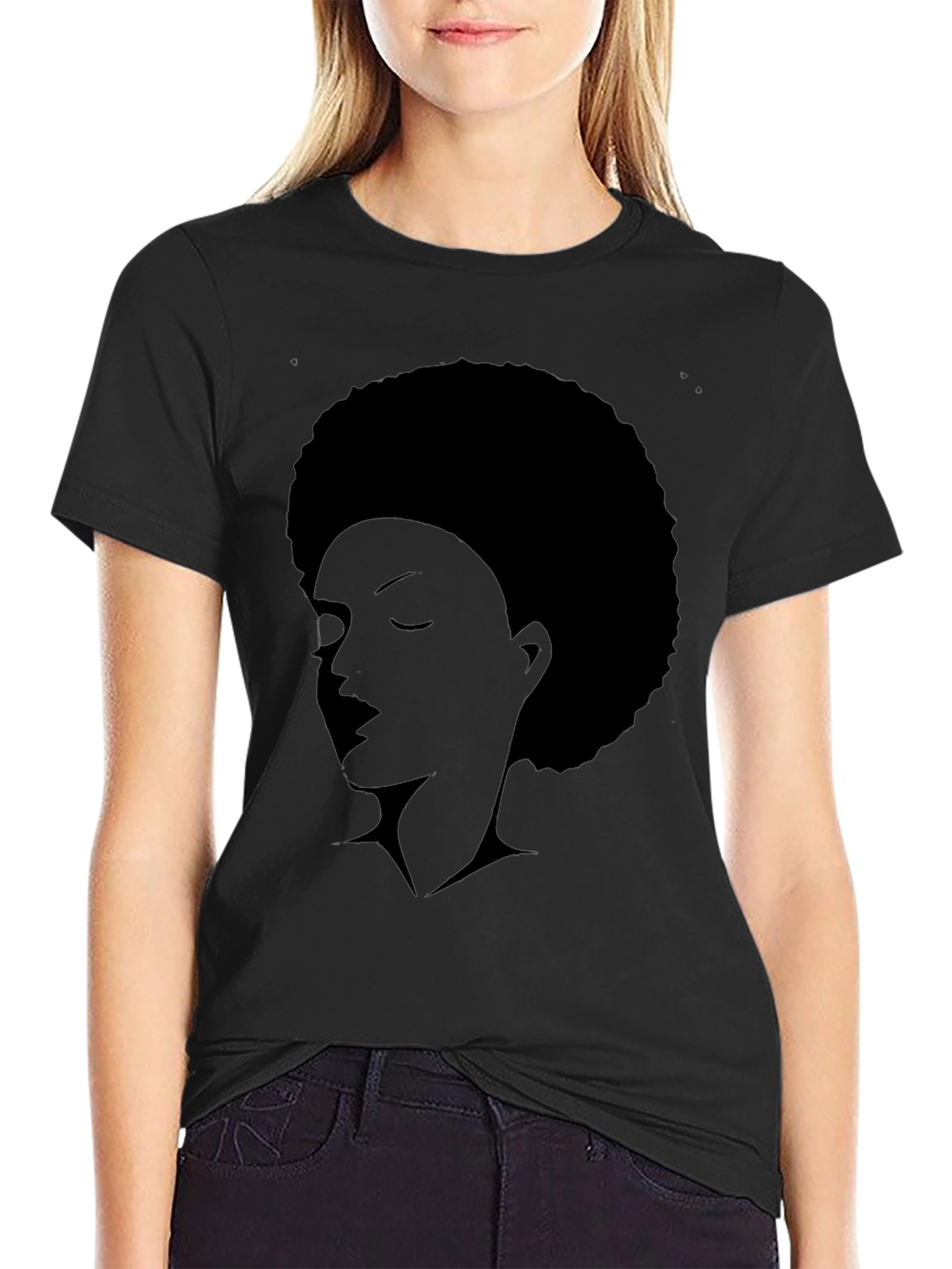 Afro Silhouette Graphic Tee - Unisex Black T-Shirt