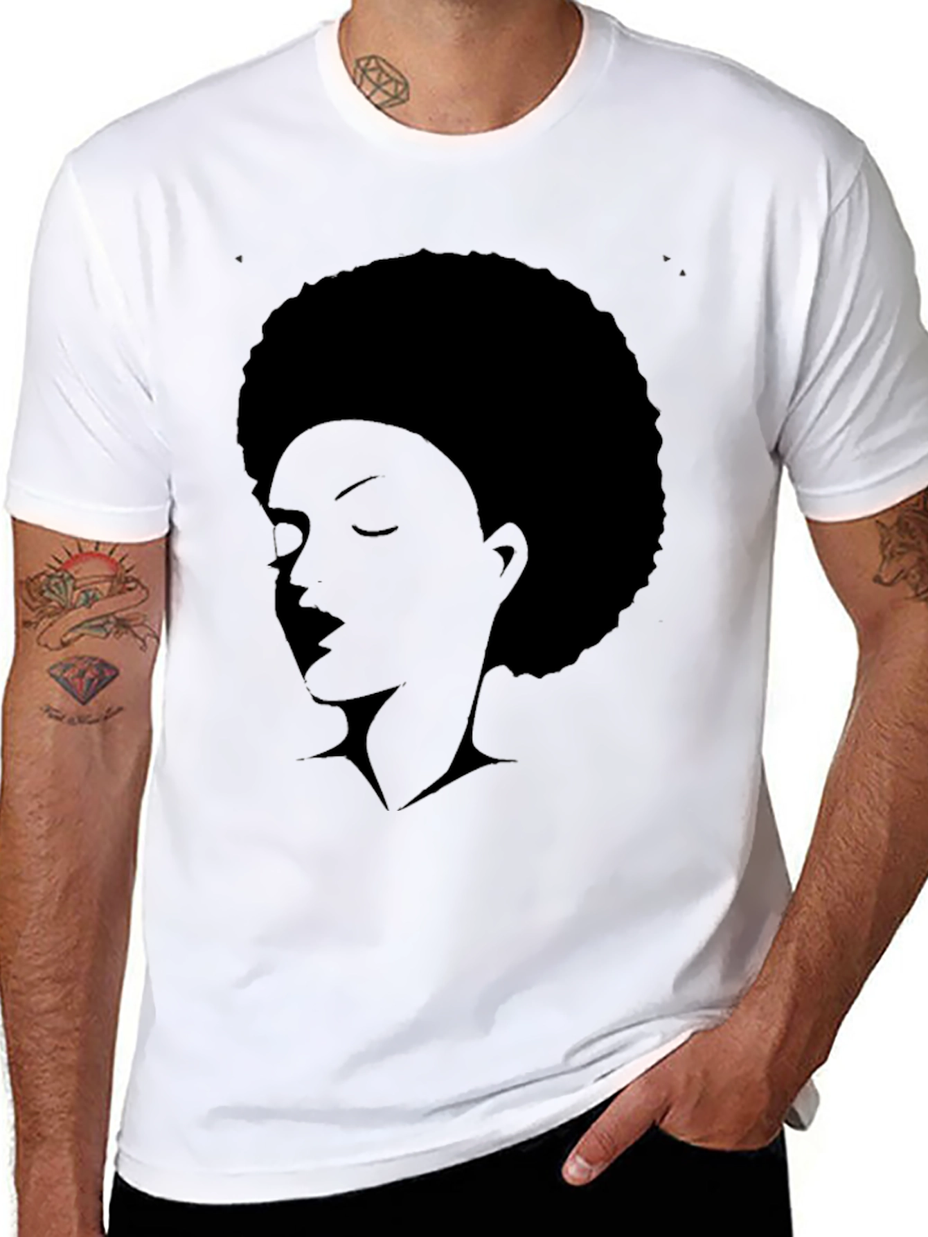 Afro Silhouette Graphic Tee - Unisex Black T-Shirt