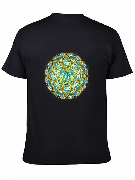 Butterfly Mandala Graphic Tee - Black Casual Shirt