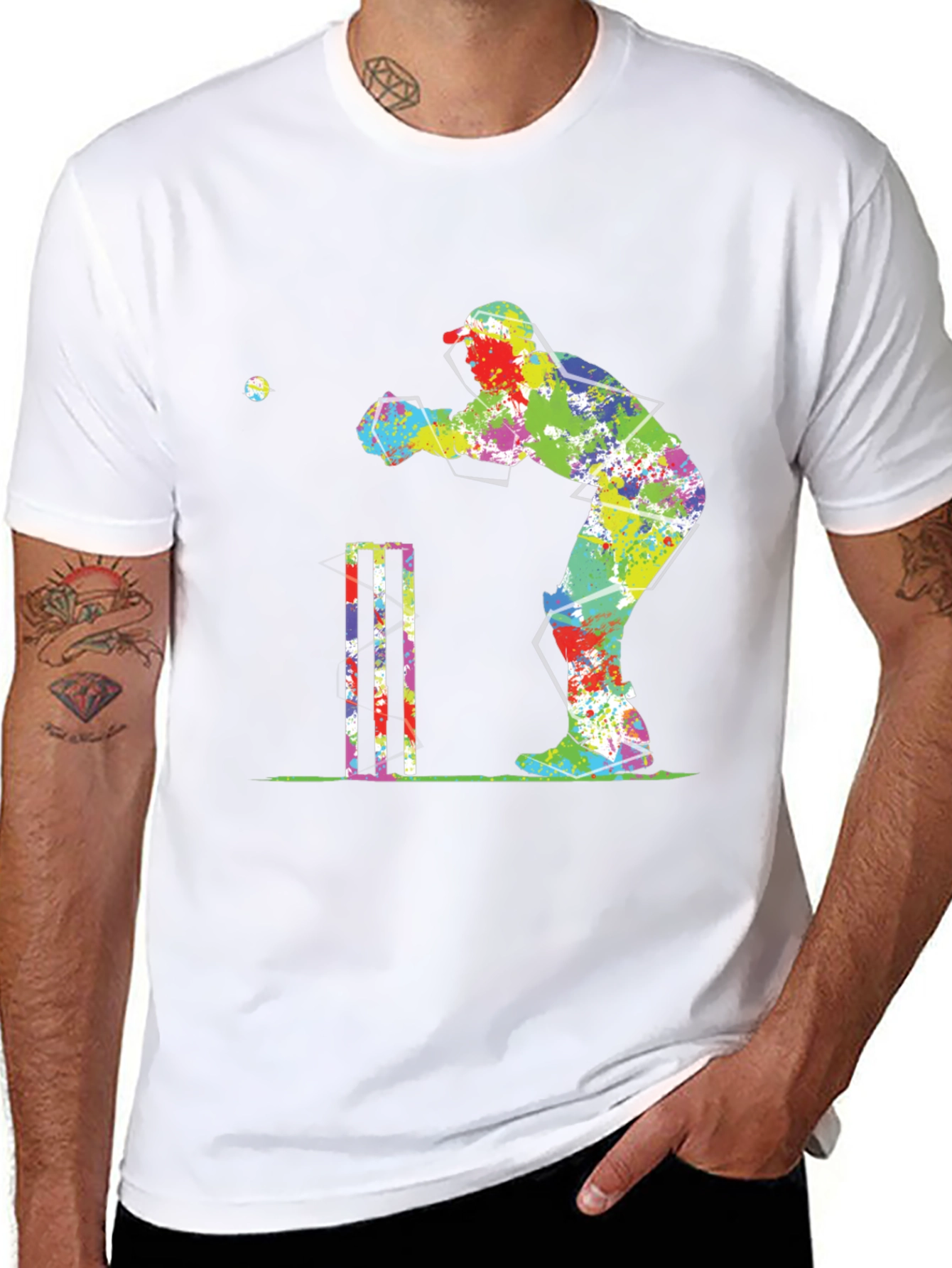 Cricket Player Splash Graphic Tee