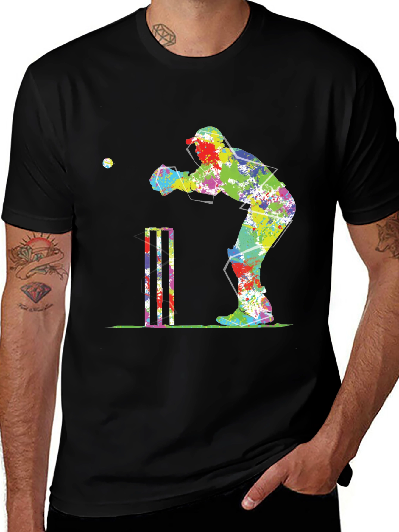 Cricket Player Splash Graphic Tee